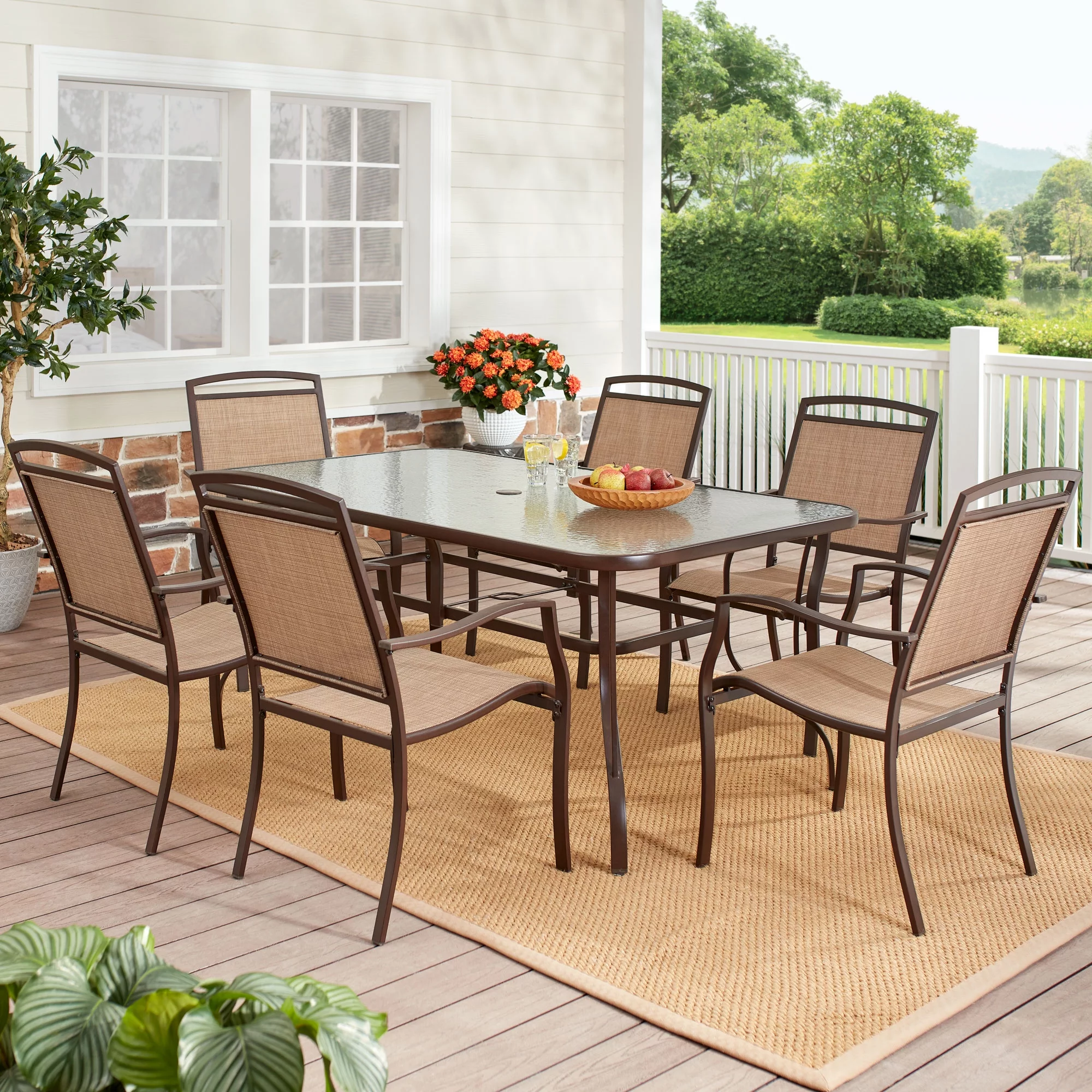 Mainstays Sand Dune 7 Piece Outdoor Patio Dining Set, Beige
