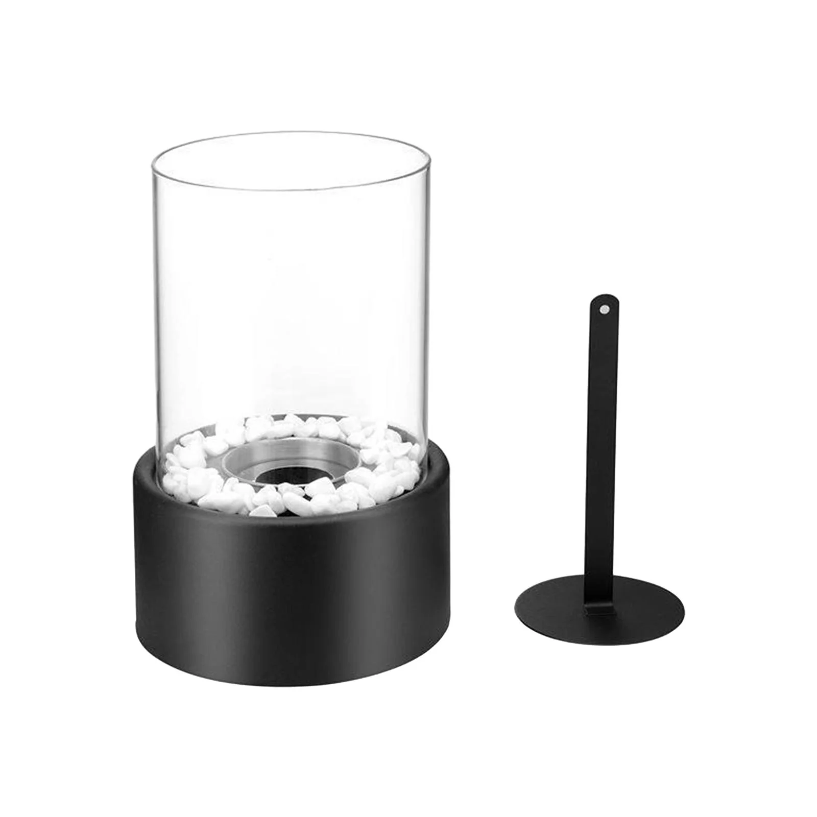 koolsoo Desktop Fire with Lid, Tabletop Fireplace, Indoor Outdoor Portable Tabletop Fire , for Home Festivals Garden Camping Black