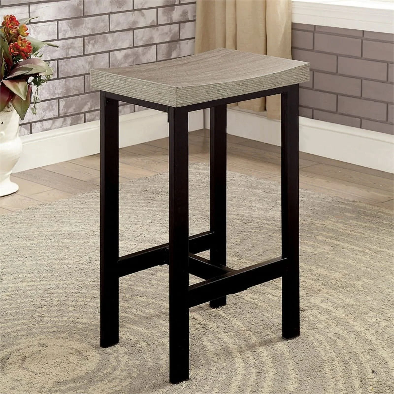 Furniture of America Sammiah Metal 5-Piece Counter Height Table Set in Gray