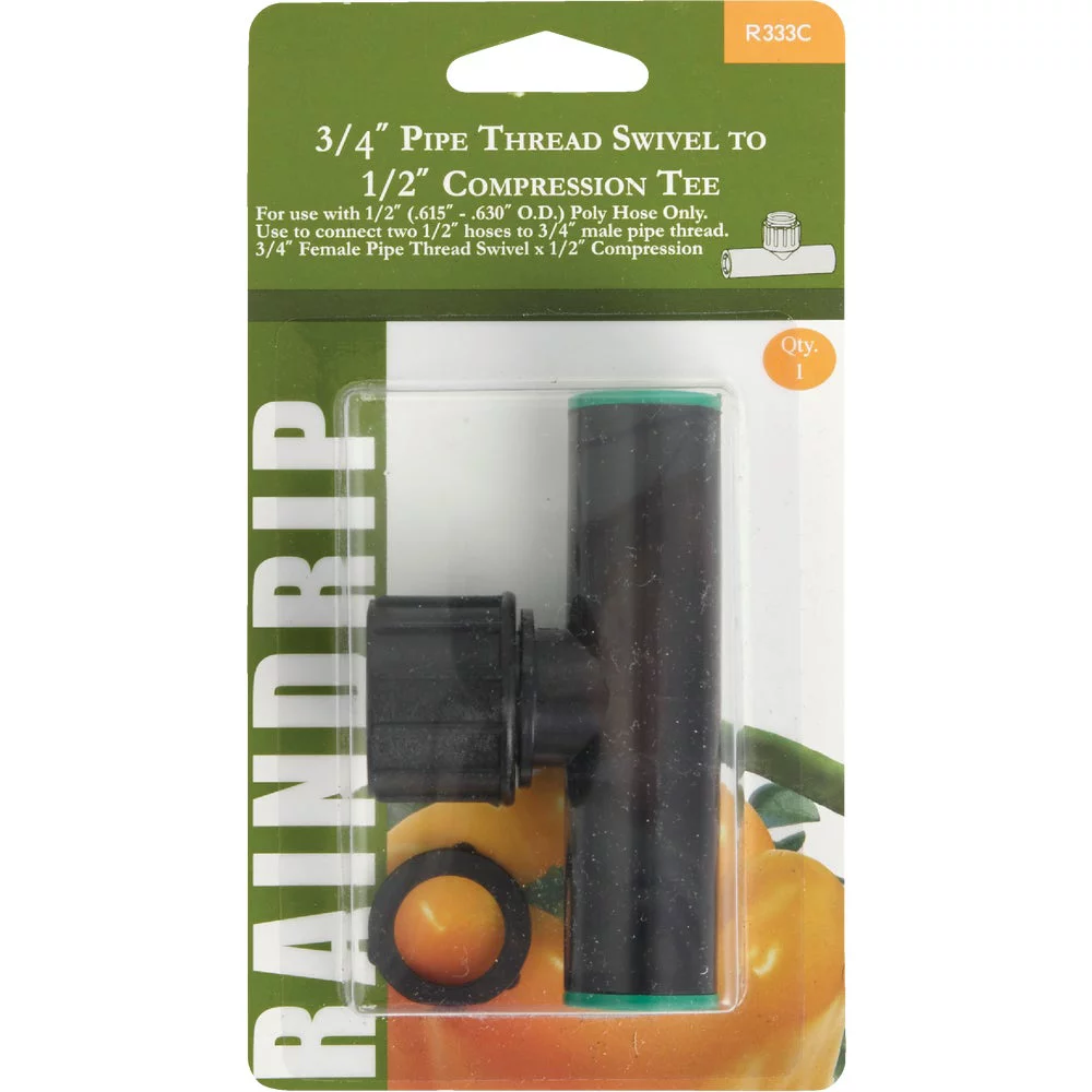 2 PK, Raindrip R333CT-Raindrip 3/4 In. Female Pipe Thread x 1/2 In. Compression Swivel Tee
