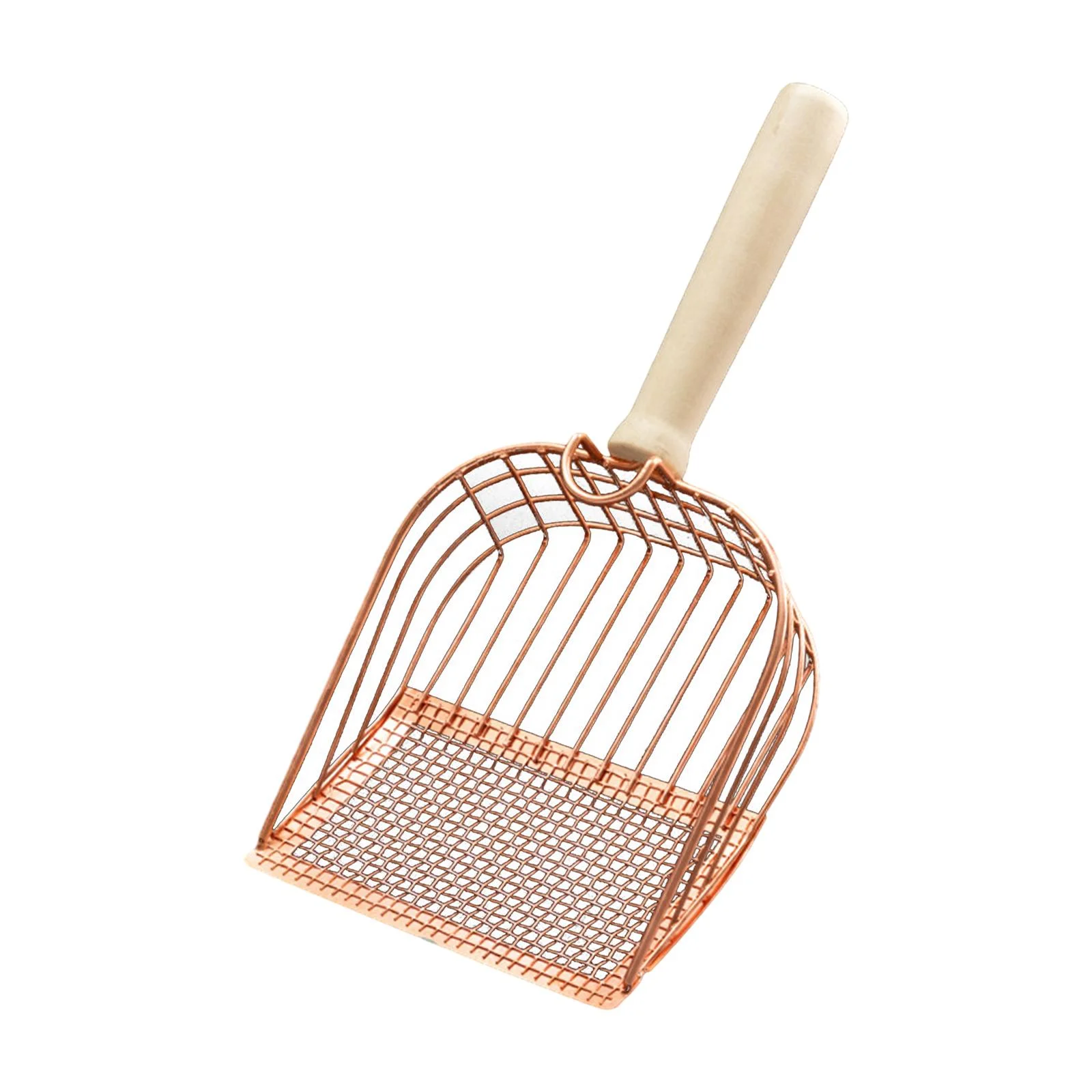 TOOYFUL Metal Litter Scooper, Nonstick Pet Litter Scoops with Wood Handle, Substrate Scoops, Cat Litter Shovels, Cat Litter Scoops Rose Gold