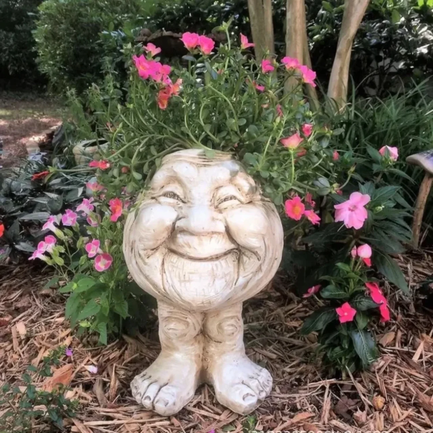 Funny Muggle Face Resin Sculpture with Hilarious Expression for Garden Supplies and Balcony Decorations - Unique Flower Pot for Displaying Plants