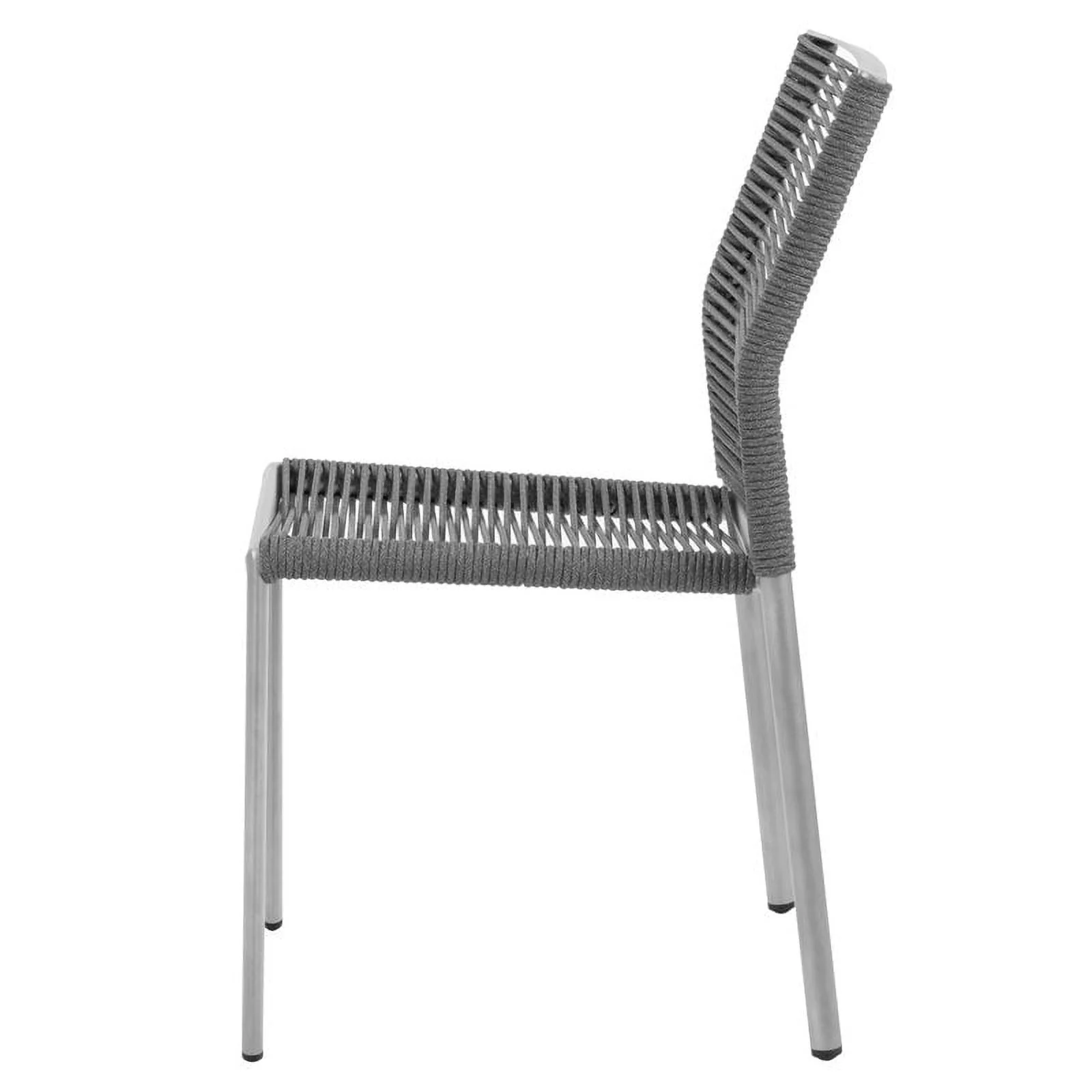 Source Furniture Avalon Aluminum Frame Patio Dining Side Chair in Charcoal Rope