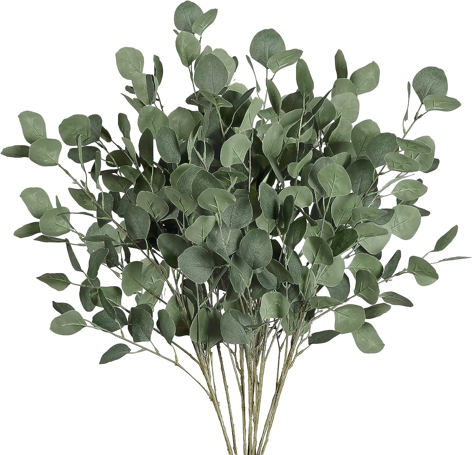 6 Pcs Fall Artificial Eucalyptus Stems Long Silver Dollar Leaves Fake Silk Eucalyptus Leaf Branches for Indoor Home Autumn Festival Thanksgiving Decor(Dark Brown)