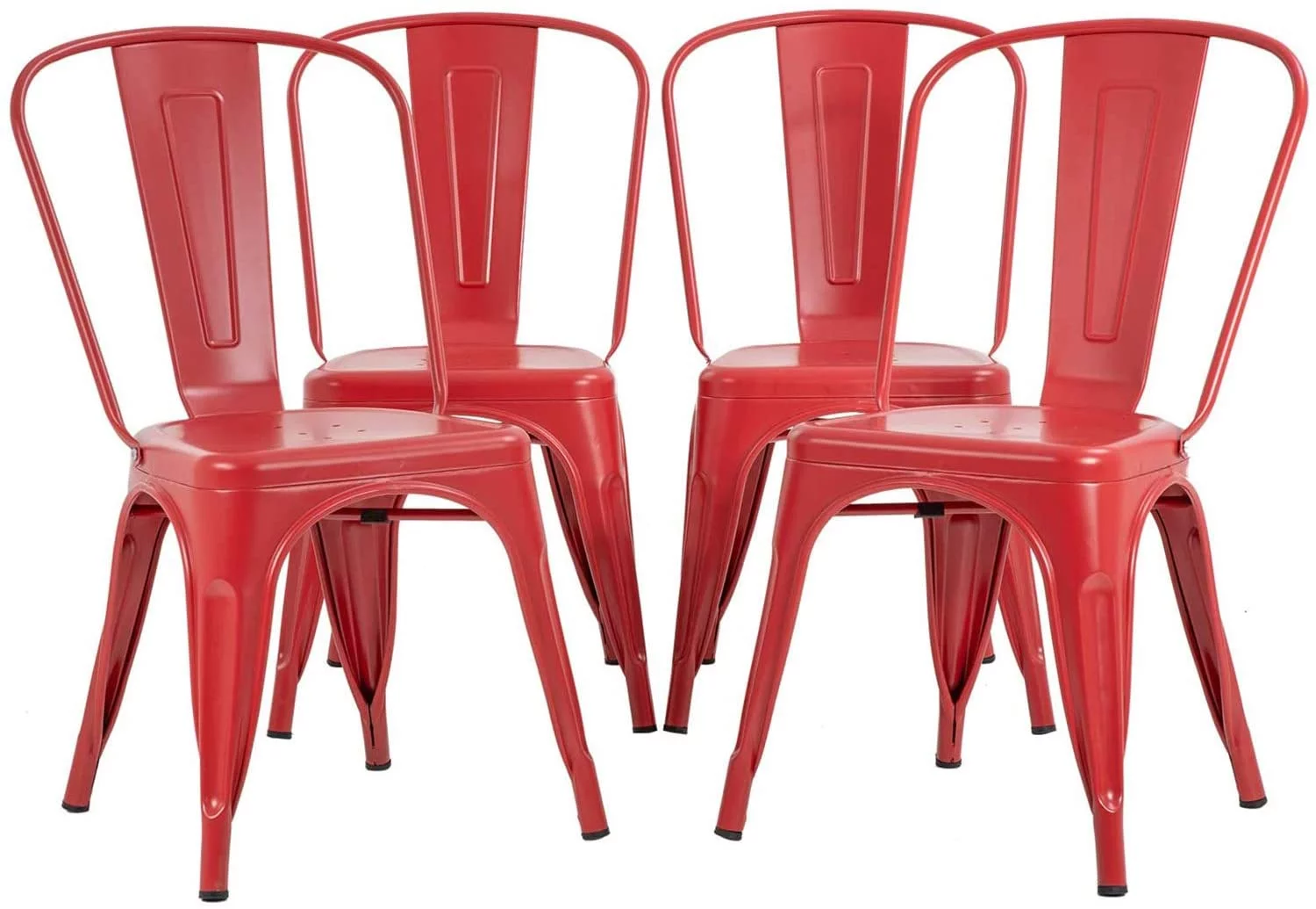 HBROLJF Dining Set of 4 Bronze Indoor Outdoor Patio 18 Inch Seat Height Metal Restaurant Stackable 330LBS Weight Capacity Kitchen Tolix Side  Chairs