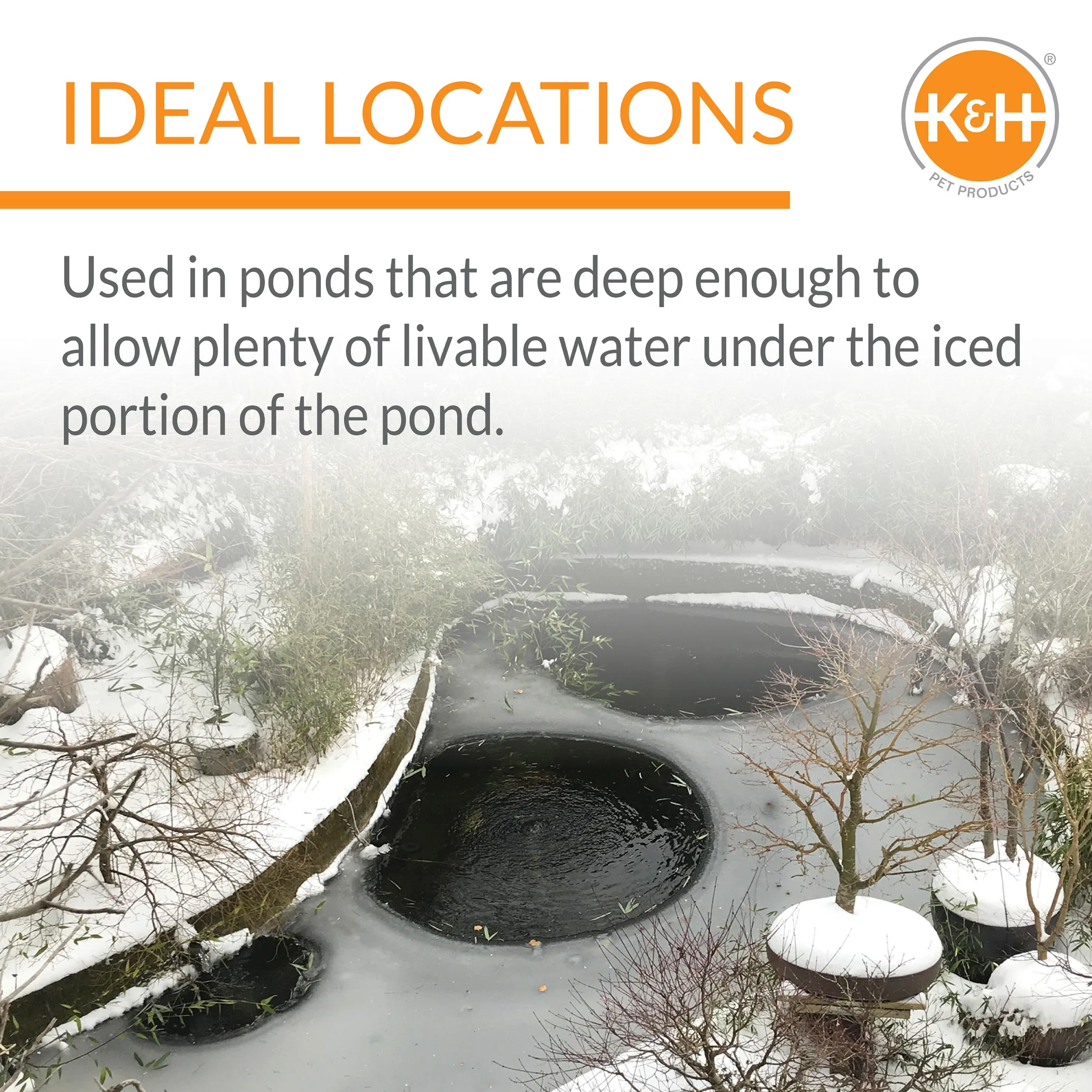 K&H Thermo-Pond 3.0 Floating Pond De-Icer, Black, 100W