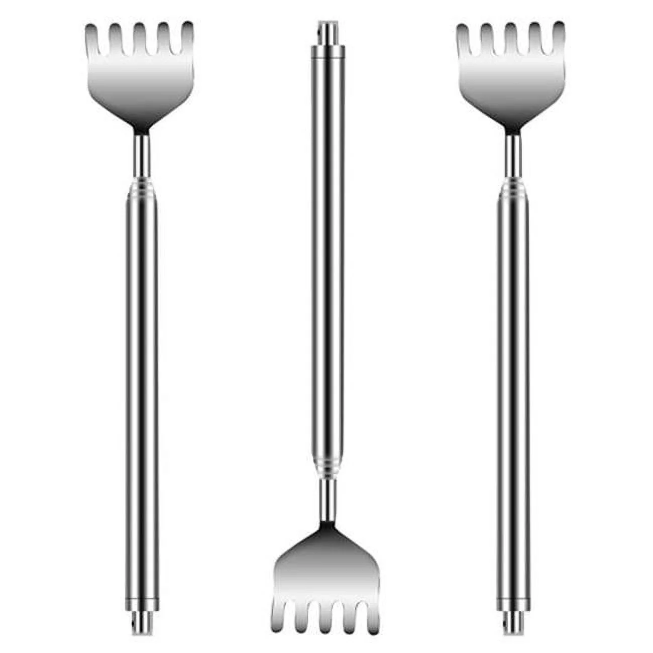 Fresh Fab Finds  20 in. Telescopic Back Scratcher Stainless Steel Extendable Bear Eagle Claw Massager - 3 Piece