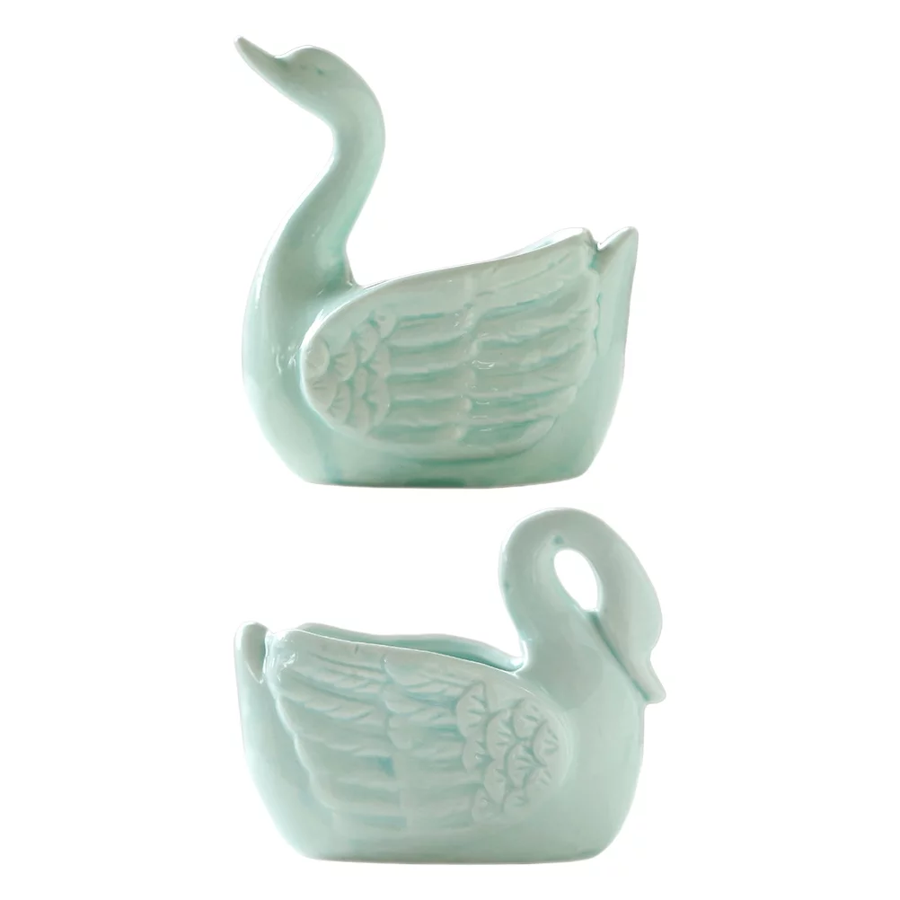 Gongxipen 2Pcs Ceramic Flowerpot Cartoon Swan Design Plant Pot Succulent Plant Holder