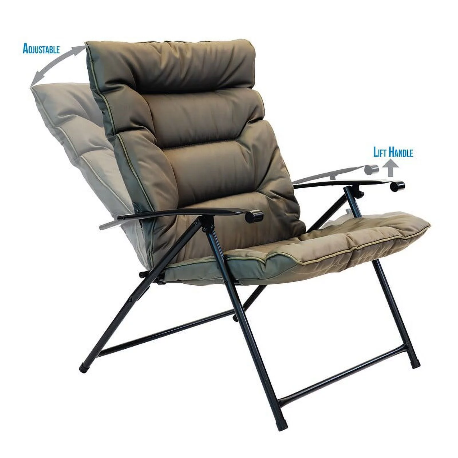 Patio Premier 3pc Folding Set with Cushions, Black Frame, Olive Cushions