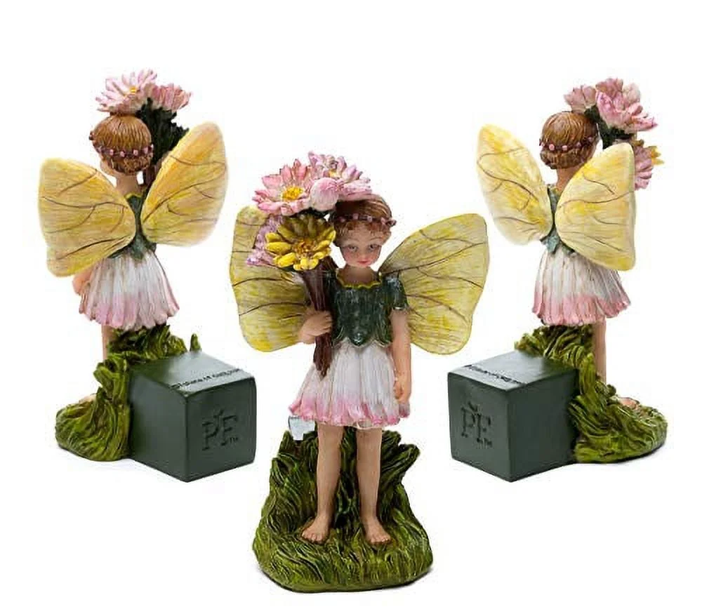 Potty Feet Flower Fairies Daisy Fairy Figures Plant Pot Feet Planter Riser - Pot Support Feet - Handmade Yard Art Ornaments - 3pcs