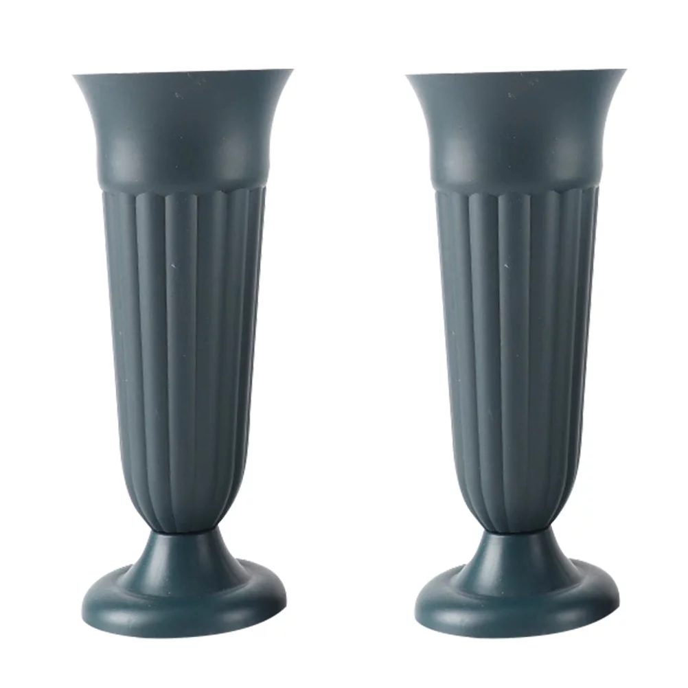 Gongxipen 2 Pcs Grave Cone Vases Cemetery Flower Planters Plastic Cemetery Cone Vases