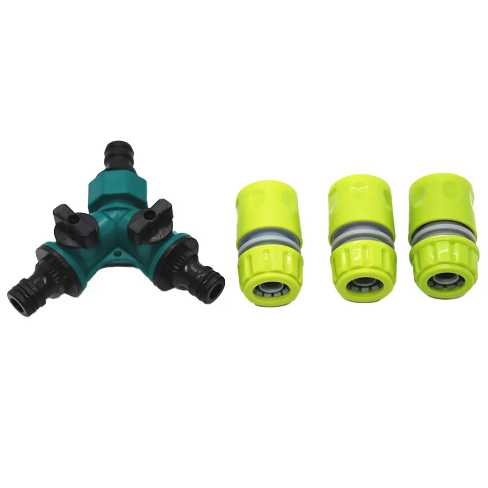 Water Pipe Splitter Plastic Y-Shaped 3-Way Lawn Connectors Quick Hose Garden ABS