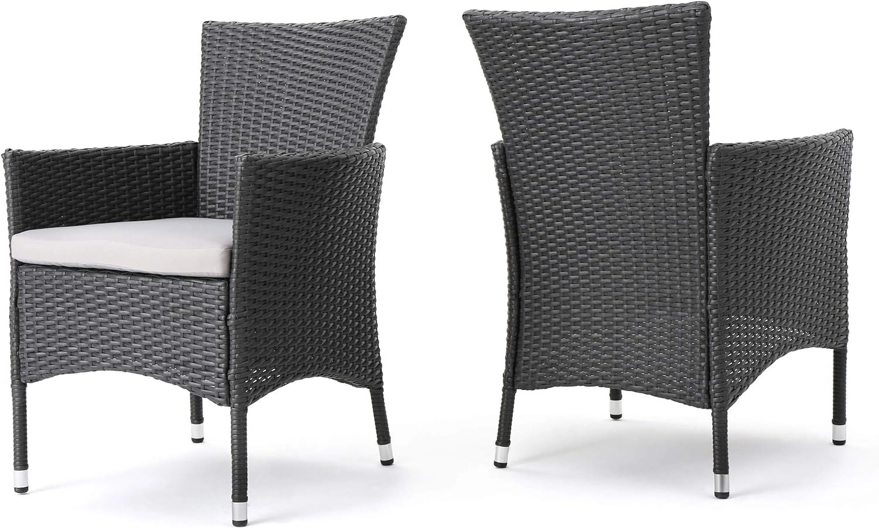 Christopher Home Malta KD PE Wicker Dining Chairs, 2-Pcs Set, Grey