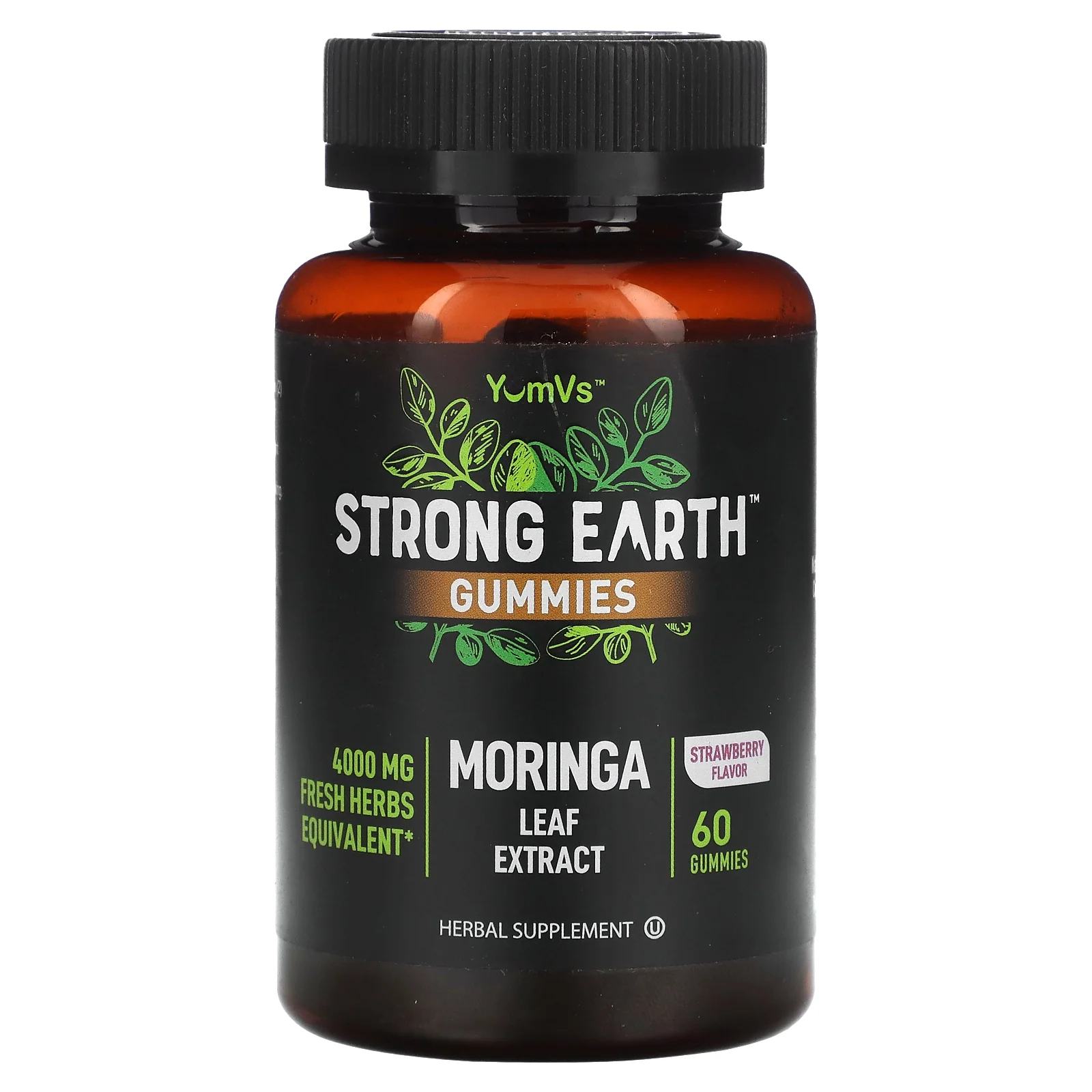 YumV's Strong Earth Gummies, Moringa Leaf Extract, Strawberry, 4,000 mg , 60 Gummies (2,000 mg per Gummy)