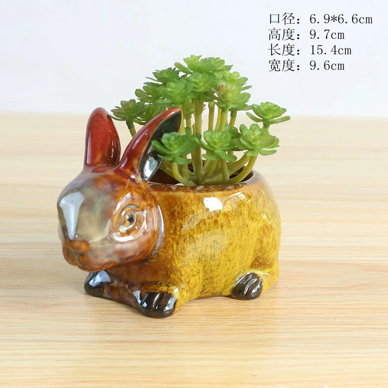 Ceramic Succulent Planter with Kiln-fired Glaze - Animal-themed Succulent Plant Pot