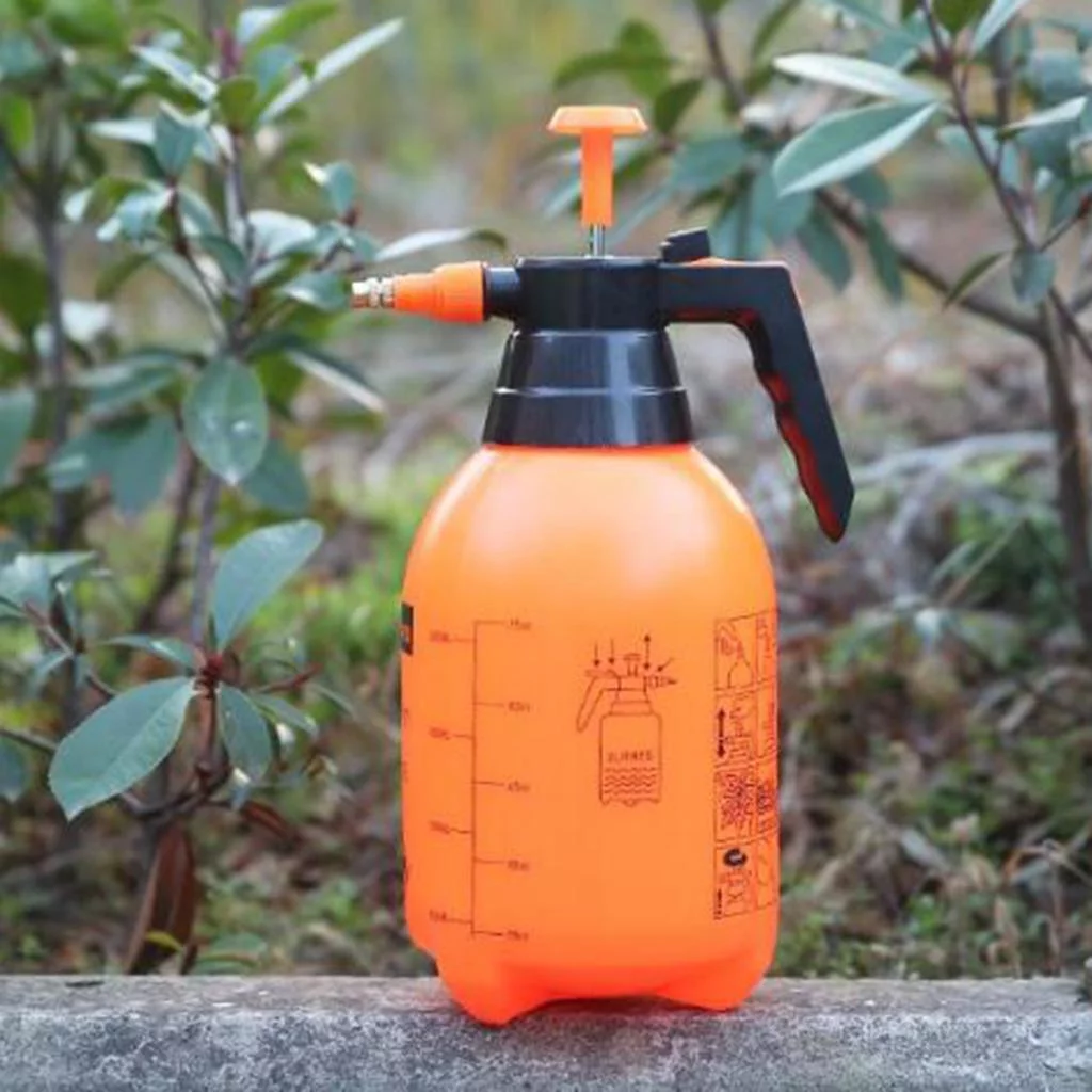 Manual Garden Sprayer, Lawn Pressure Pump Sprayer Bottle With Adjustable Nozzle Orange 2L