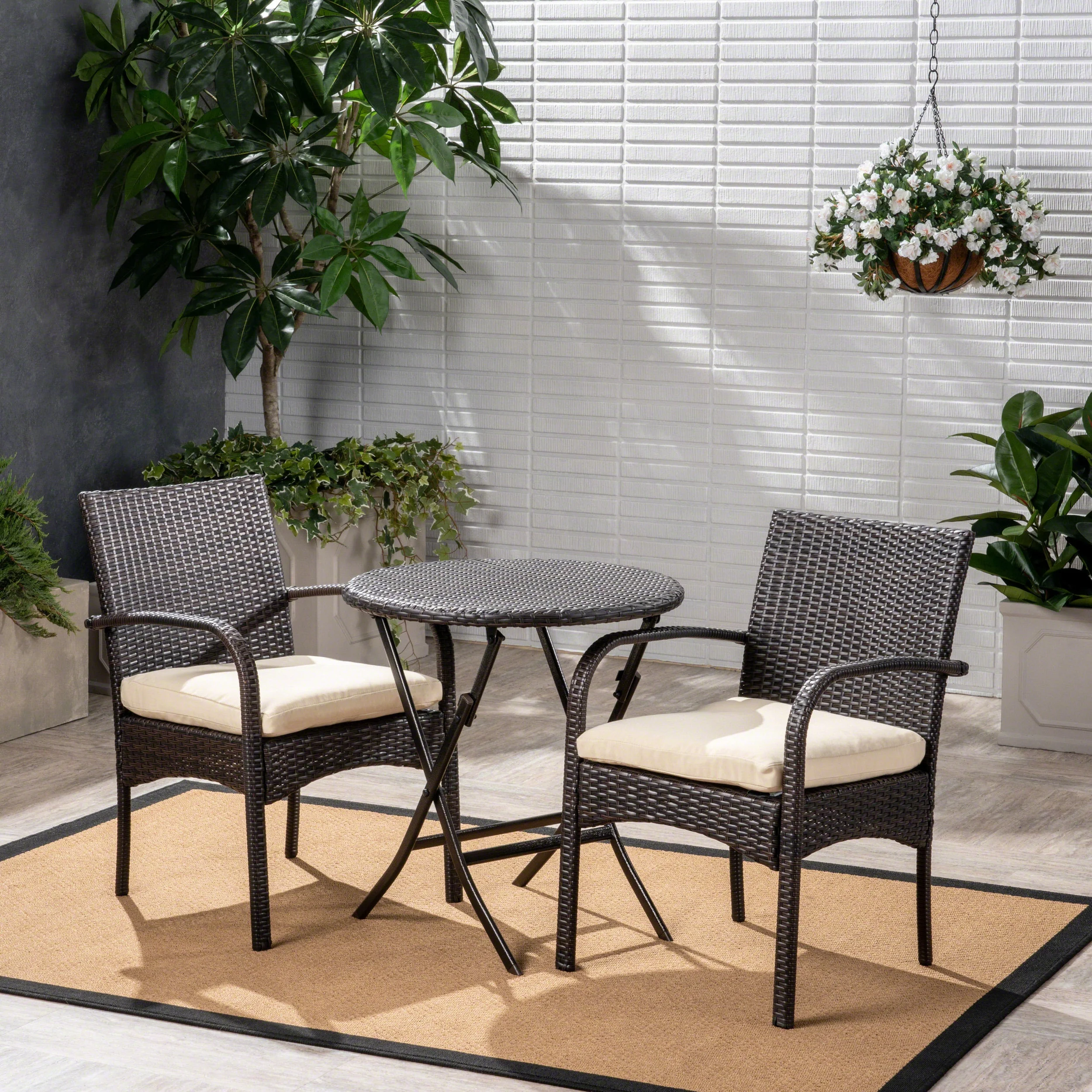 Homiyad Bistro Set, Two Cushioned Chairs and One Table