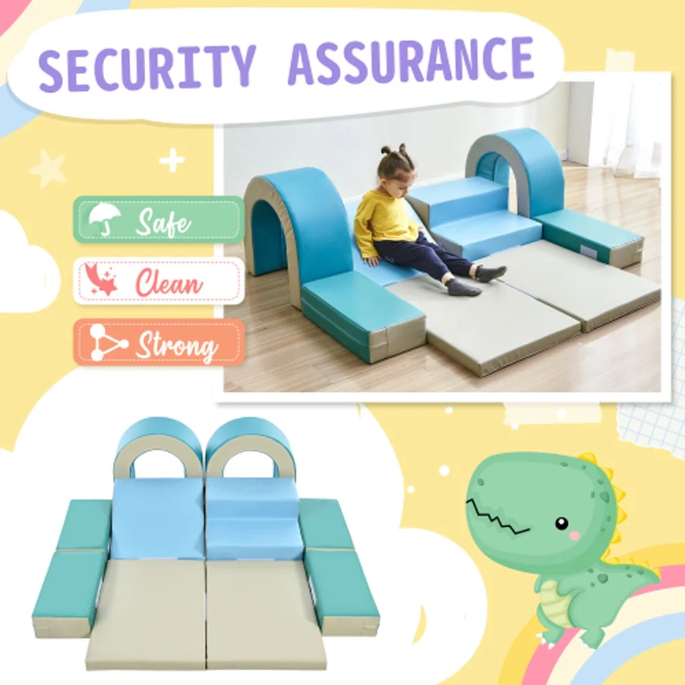 Soft Climb and Crawl Foam Playset 10 in 1, Safe Soft Foam Nugget Block