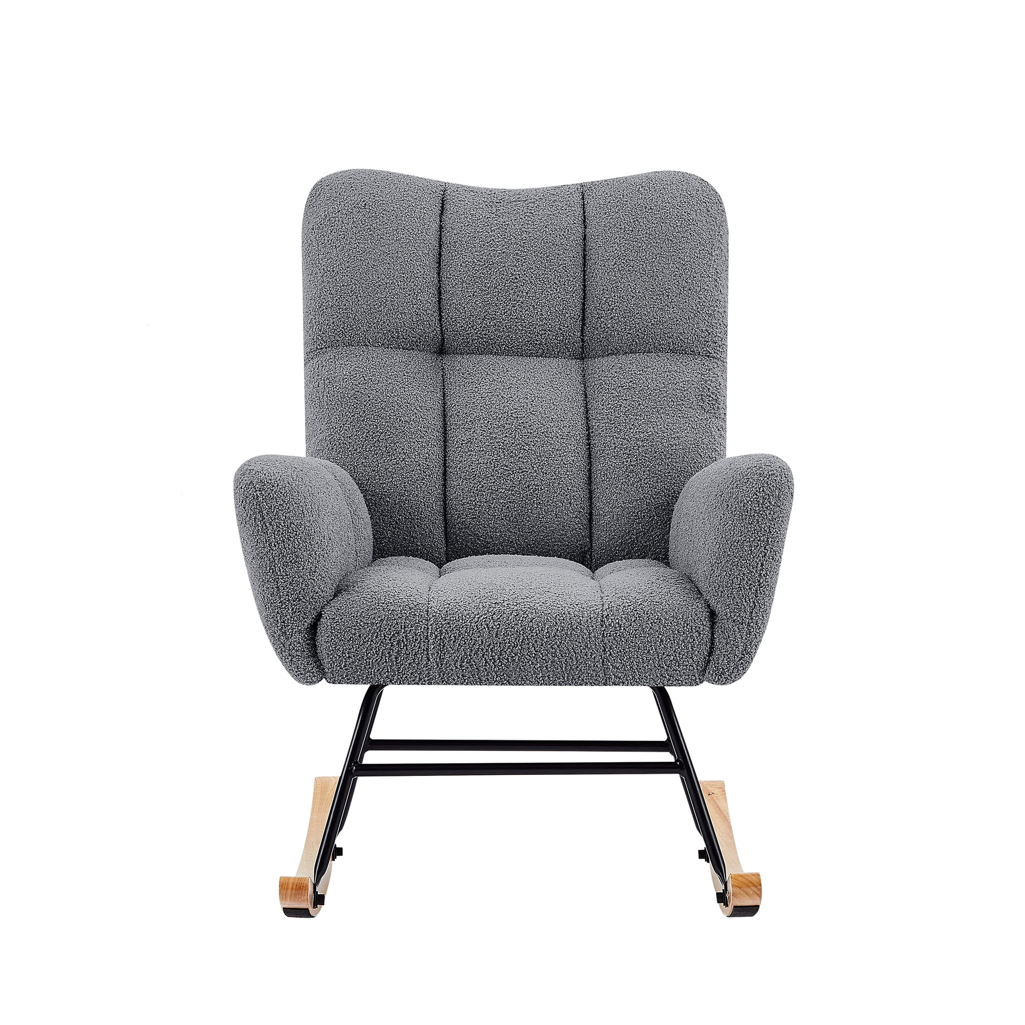 DeeHome grey teddy fabric rocking chair