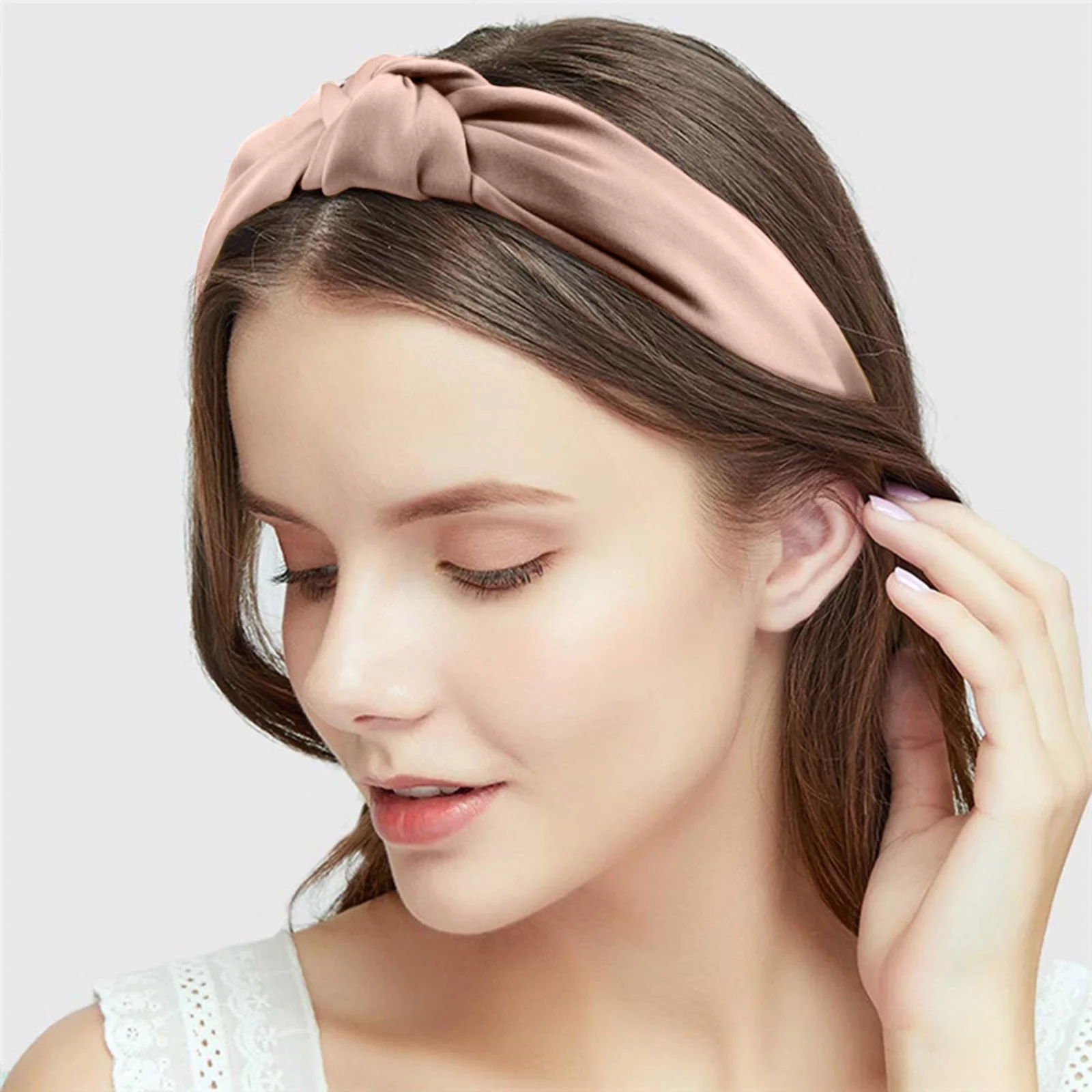 YALFJV Solid Color Satin Knot Headband For Women's Fashion And Function Spiral Ponytail Holders for Girls Silicone Rubber Bands Clear