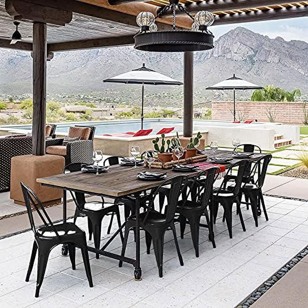 HYHBIBOOM Metal Dining Chairs Set of 4 Stackable Dining Room Chairs Side Chairs Patio Dining Chairs with Back  Each Chair Load Capacity  340 lbs Gun Metal