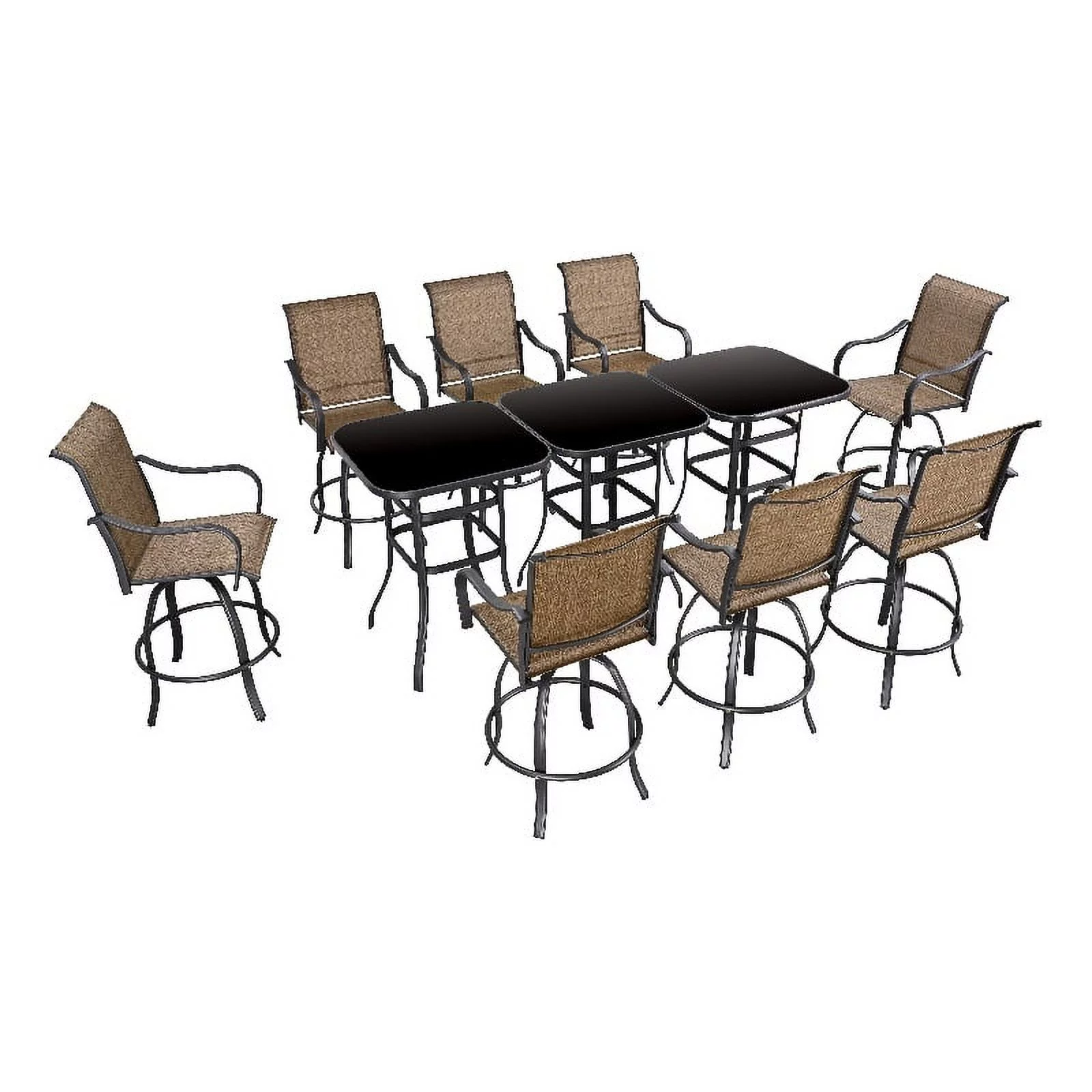 Patio Festival Metal 11-Piece Outdoor Bistro Dining Set in Beige/Black