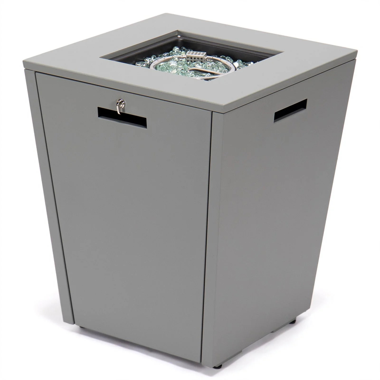 Afuera Living Modern Aluminium Gas Fire Pit Table 55000 BTU With Lid in Gray