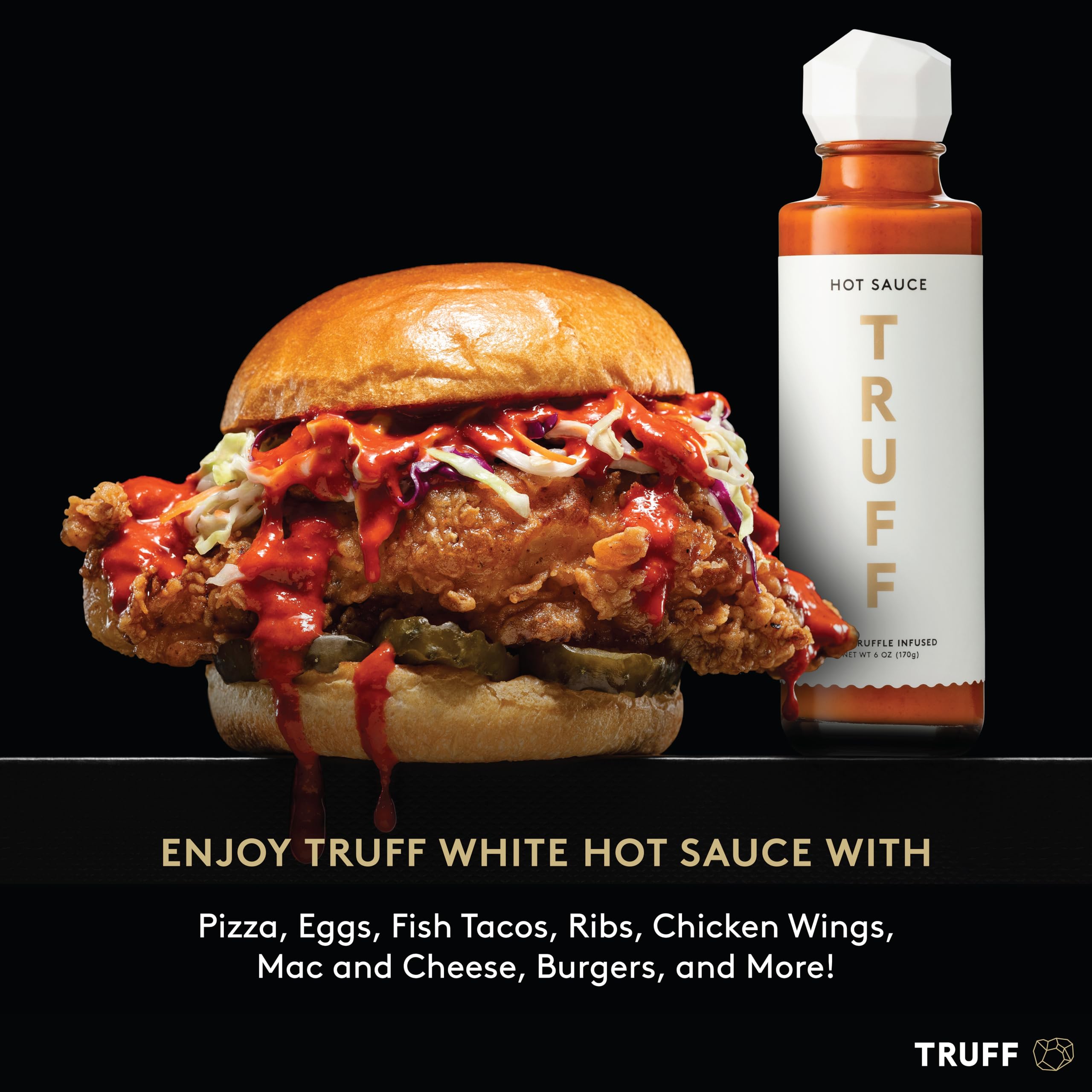 TRUFF White Truffle Hot Sauce, Gourmet Hot Sauce with Ripe Chili Peppers, Agave Nectar, White Truffle Oil and Coriander, a Limited Flavor Experience in a Bottle, 6 Oz