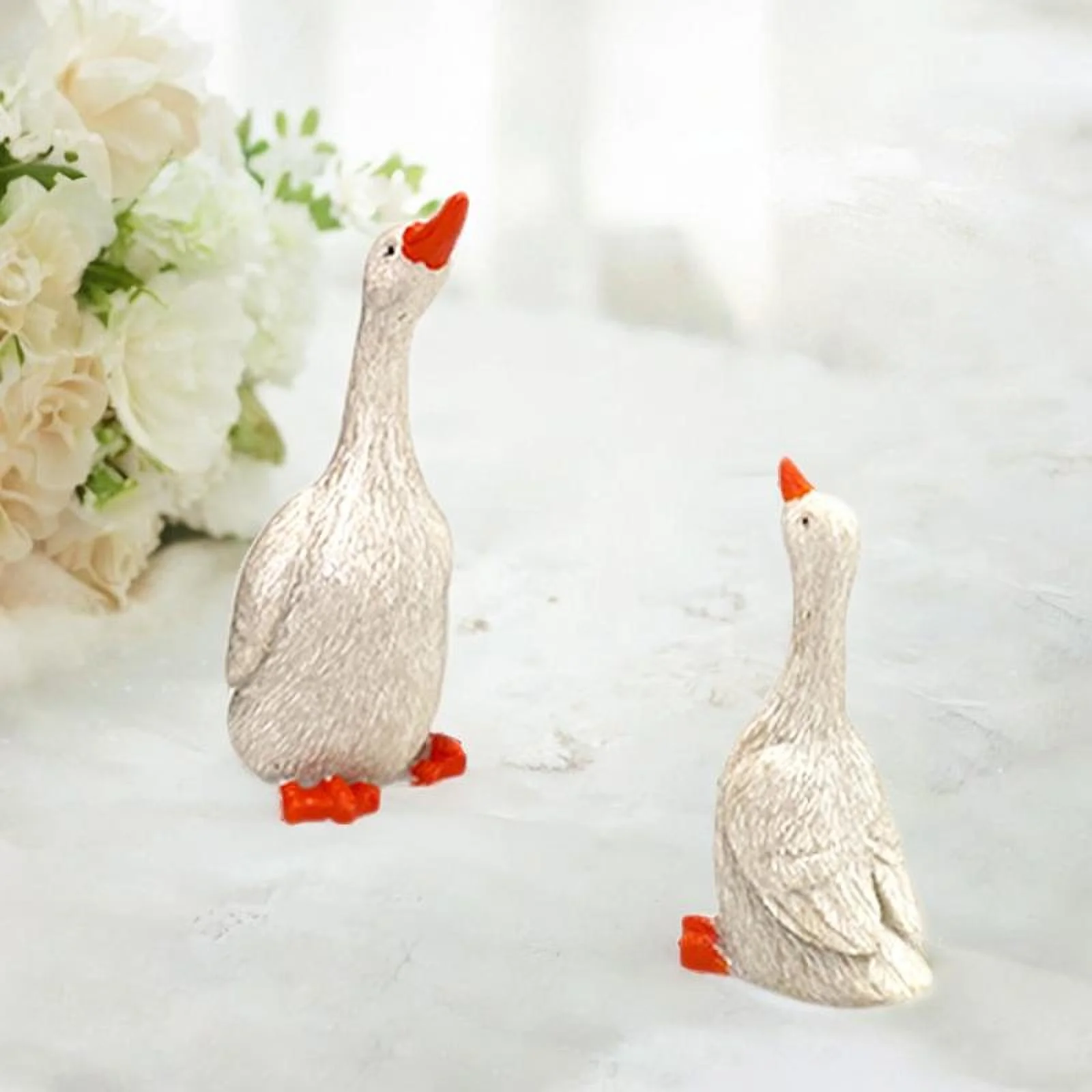 Colaxi 2x Art Crafts Lawn Ornament Lifelike Ducks Statues for Fireplace Garden Pond