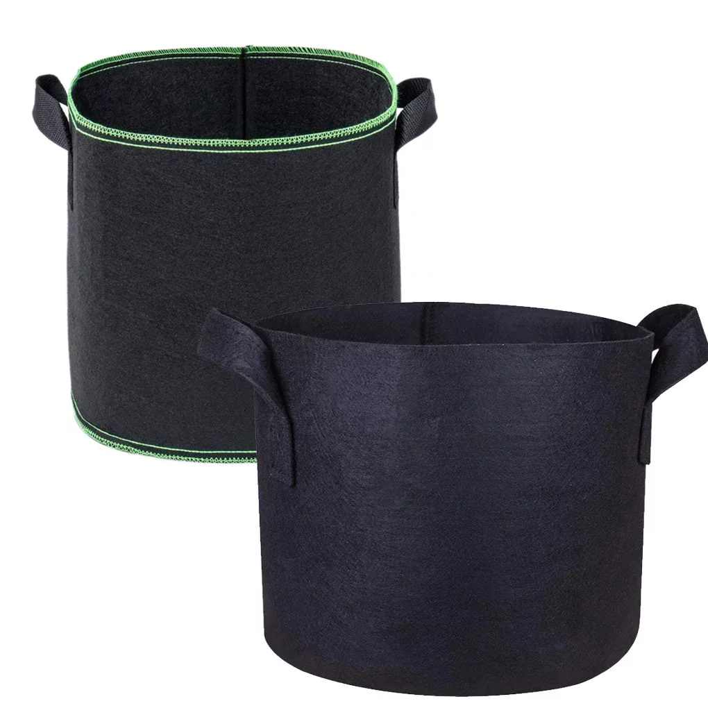 Sonceds Black Grow Bags 20 Gallon Heavy Duty Non Woven Cloth Planting Ponches Barrel Shape Flower Pot