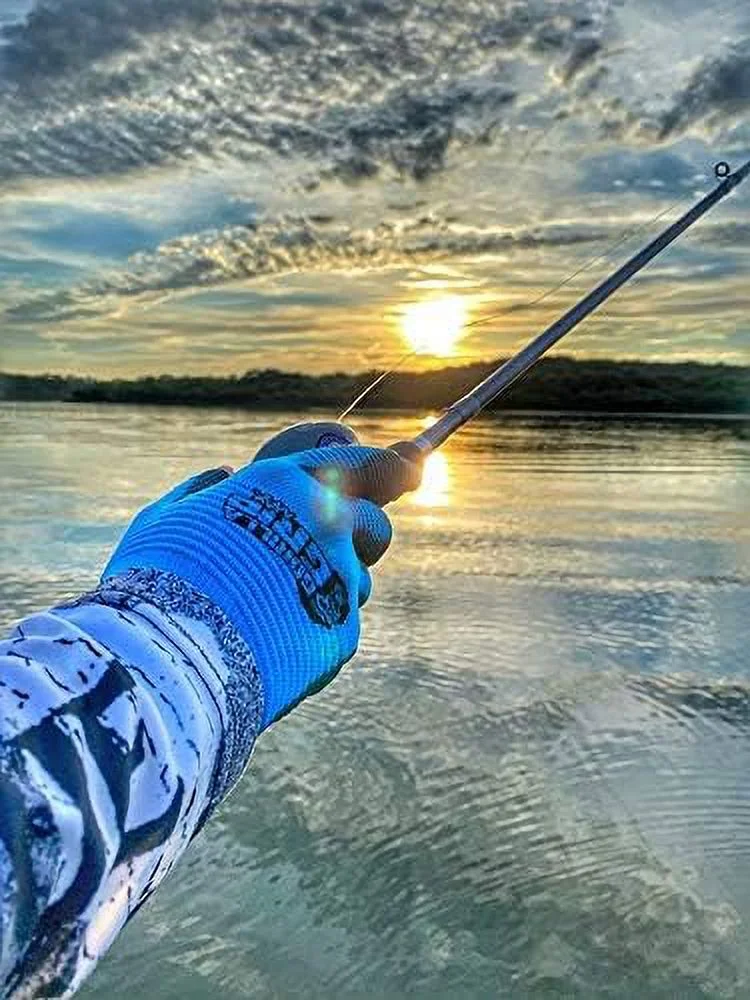 Gorilla Grip MAX Fingerless Gloves | Breathable Fingerless Work and Fishing Gloves with Ribbed Gripping Surface | Color: Blue and Black | 3-Pair