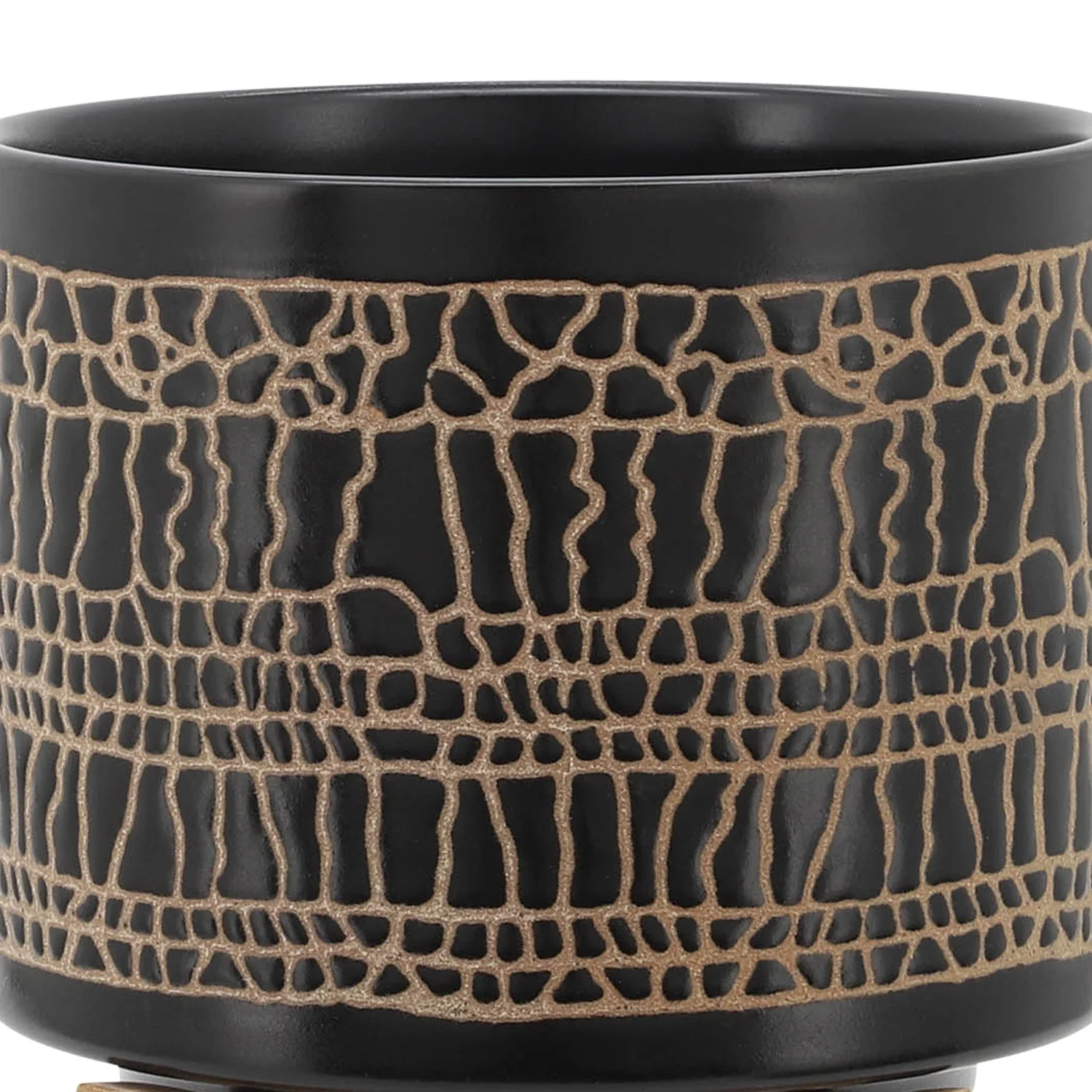 DremFaryoyo S/2 5/8” GLAZED PLANTER W/ STAND  BLACK