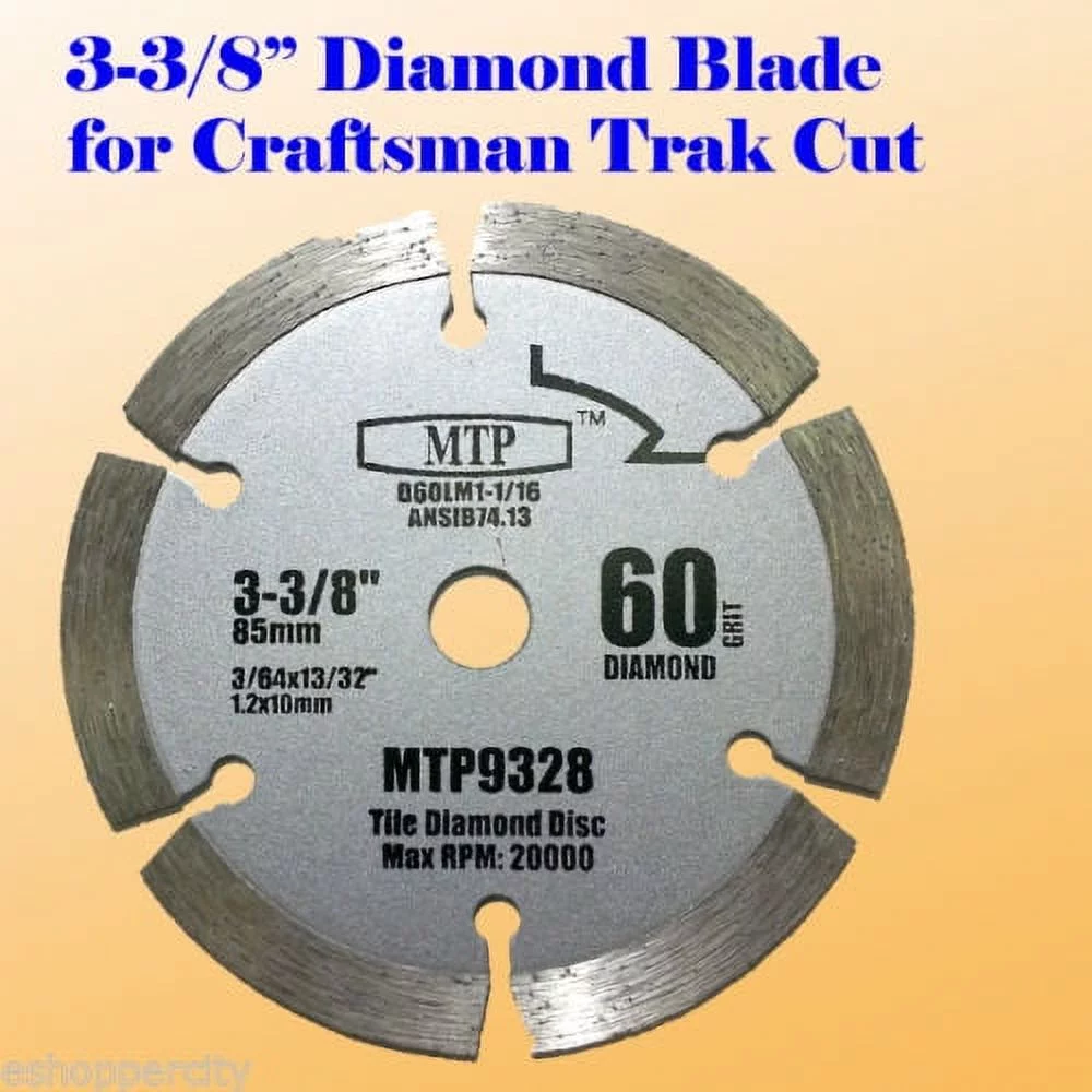 MTP ® 3-3/8-inch 10mm Arbor 60 Grits Diamond  Circular Saw Blade fit Craftsman Trak Cut