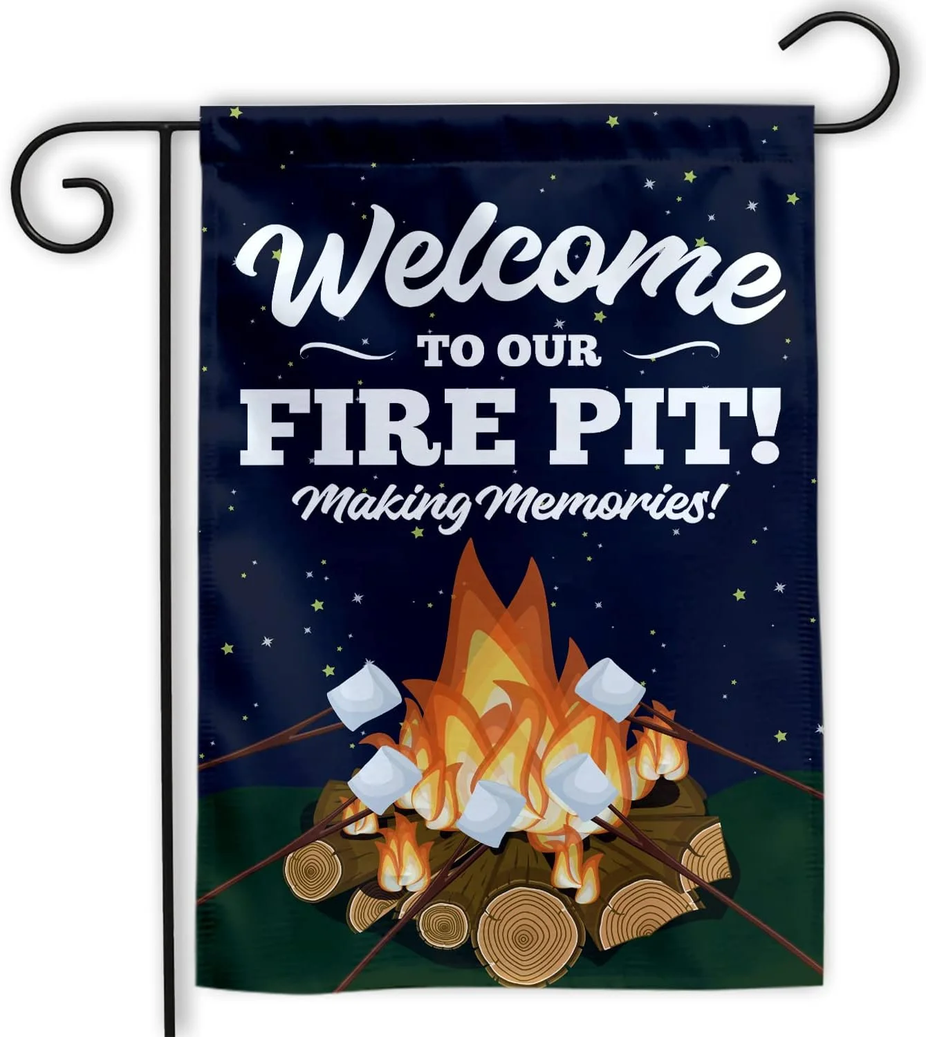Welcome To Our Fire Pit Garden Flag Camping Garden Flag Making Memories Campsite Campfire Camper Yard Flag Summer Party Camping Gifts Outdoor Decorations Porch Lawn Yard Double Sided