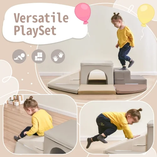 Soft Climb and Crawl Foam Playset 9 in 1 , Safe Soft Foam Nugget Block for Infants, Preschools, Toddlers, Kids Crawling and Climbing Indoor Active Play Structure