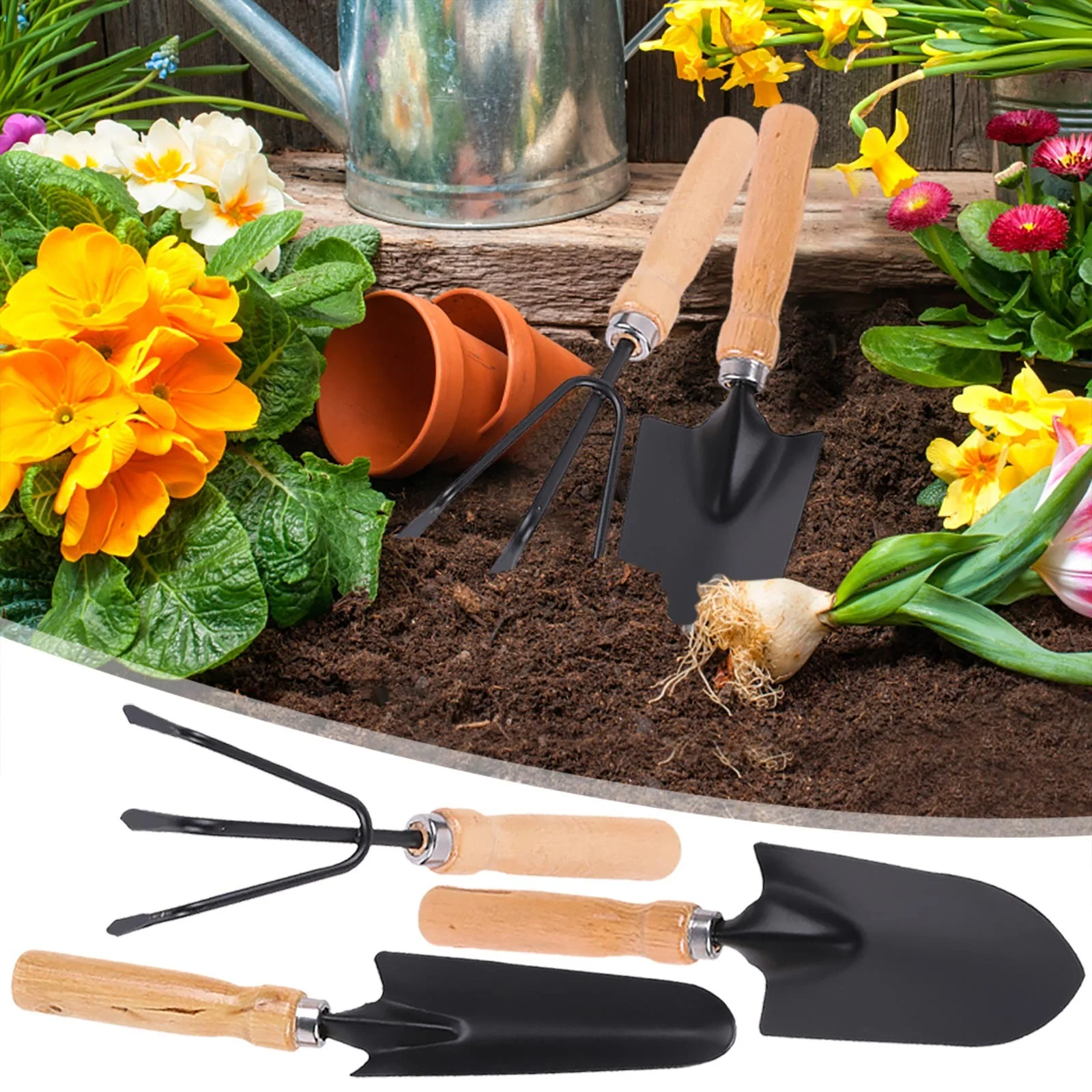 Small Gardening Tools Set With Hand Transplanter Cultivator For Pruning Digging And Weeding