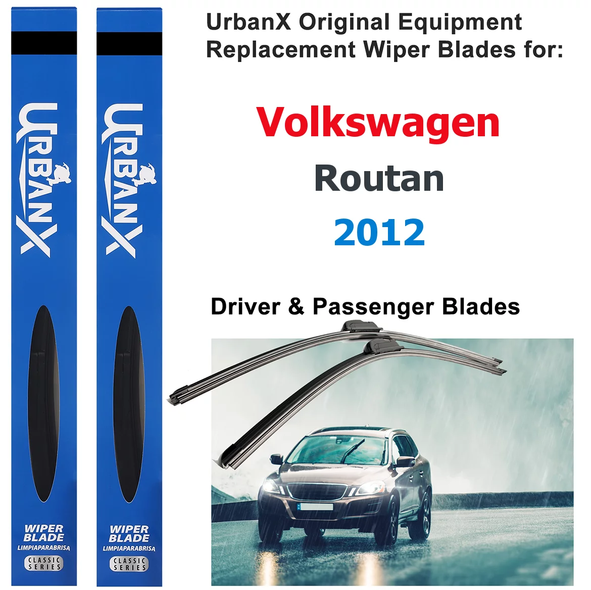 UrbanX 2-IN-1 All Seasons Water Repellency Original Equipment Replacement Wiper Blades For 2012 Volkswagen Routan 26