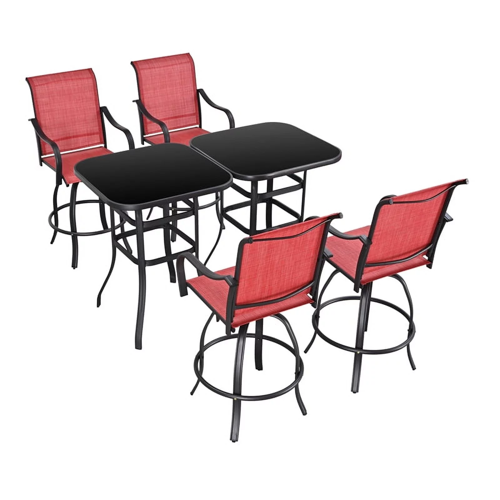 Patio Festival Metal 6-Piece Outdoor Bistro Dining Set in Red/Black