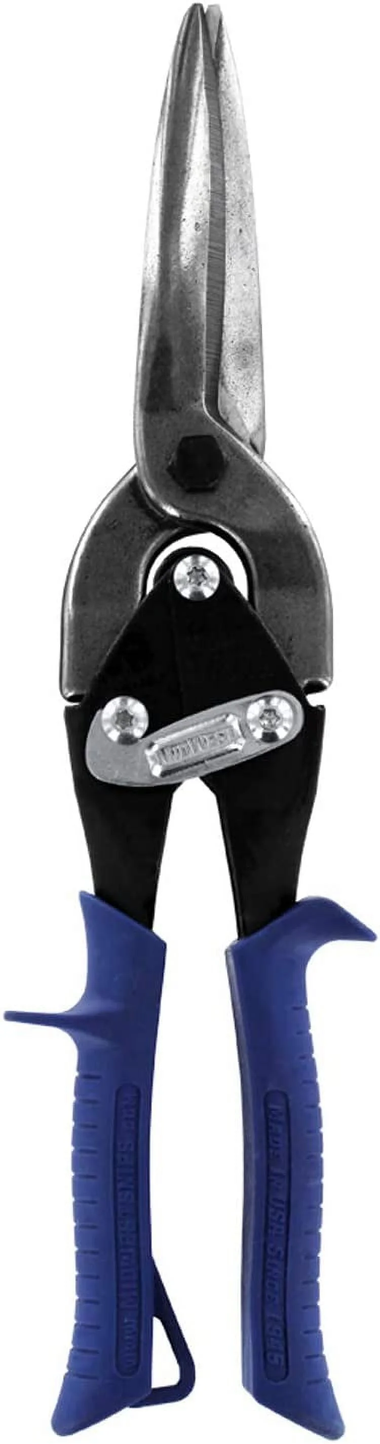 MIDWEST Power Cutters Long Cut Snip - Straight Cut Regular Tin Cutting Shears with Forged Blade & KUSH'N-POWER Comfort Grips - MWT-6716A
