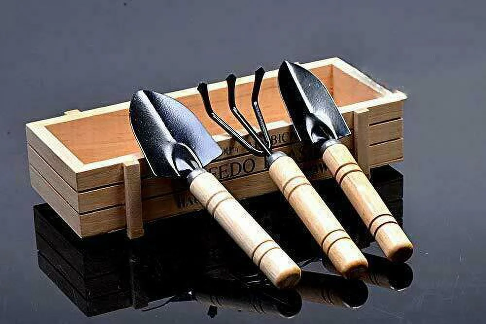 3 Piece Gardening Tool Set Mini Wood Handle Shovel Trowel Gardening Tools