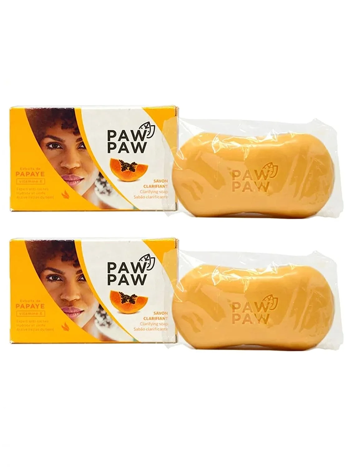 Paw Paw Skin & Body Clarifying Bar Soap Papaye Extracted With  E, 180G./6.3Oz. (Pack Of 2)
