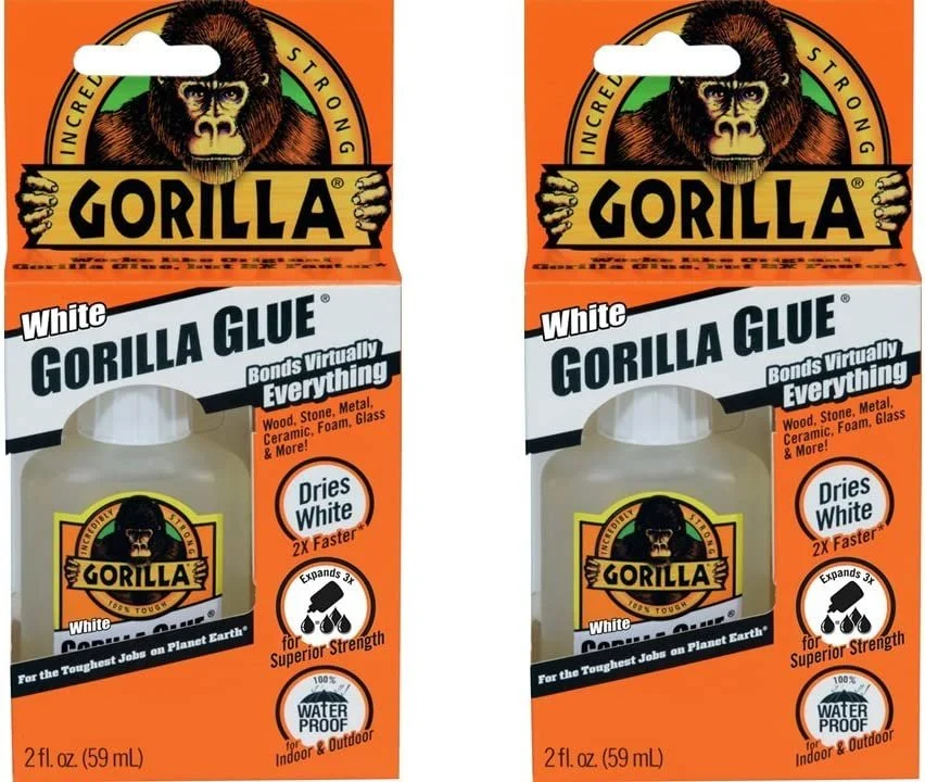 Gorilla White Gorilla Glue, Waterproof Polyurethane Glue, 2 Ounce Bottle, White, Pack of 2
