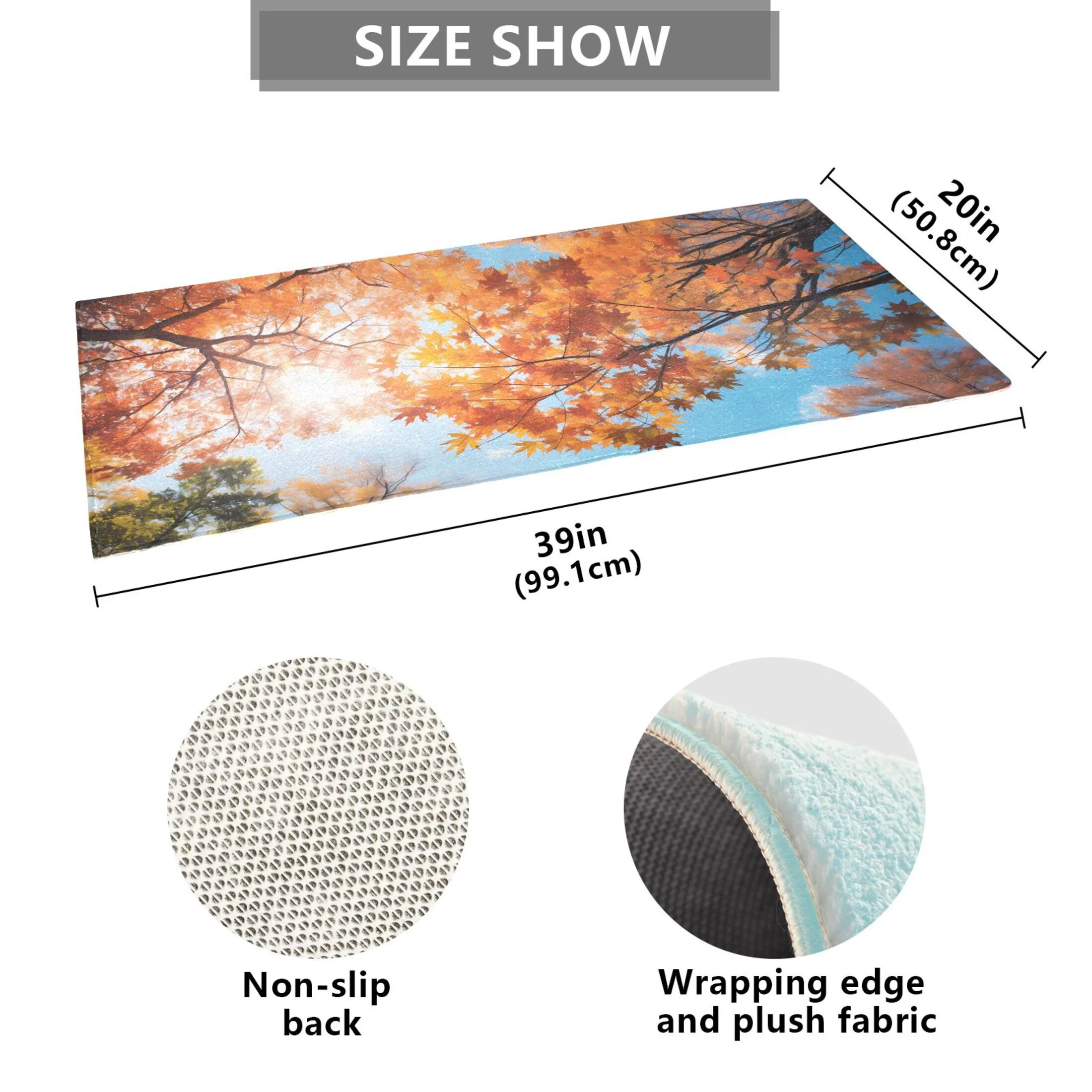 Autumn Leaves Tree Luxury Kitchen Rug Non Slip Bathroom Plush Mat Shaggy Bedroom Carpet 39