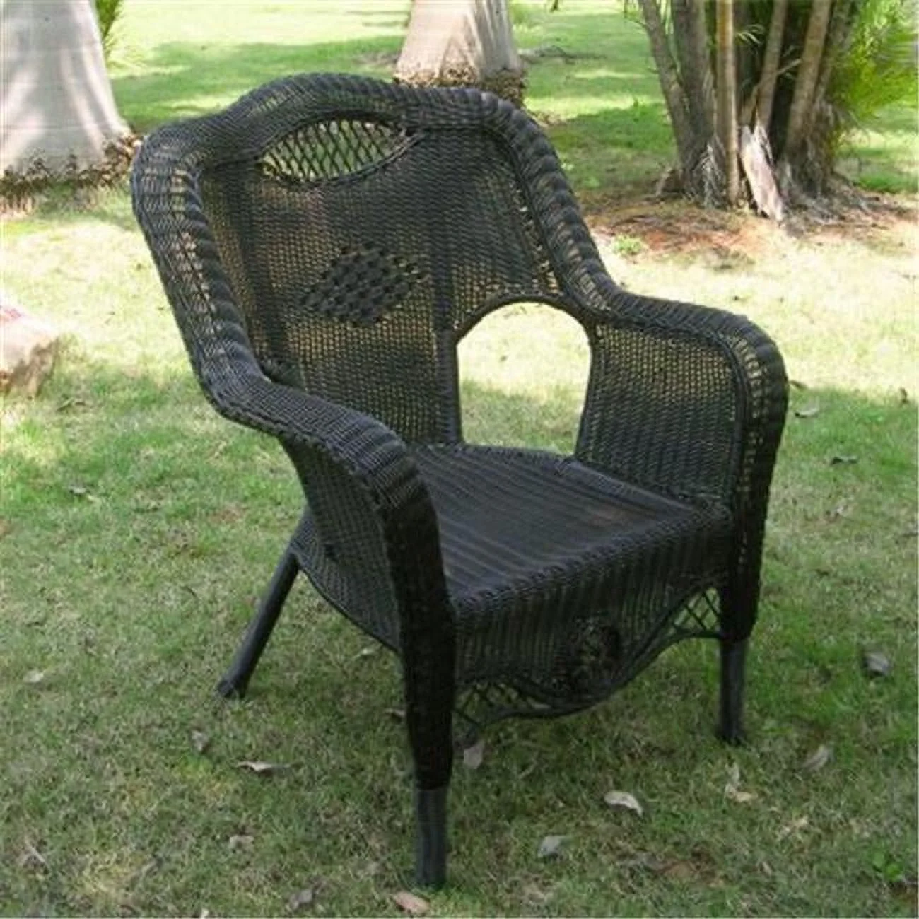 International Caravan  Riviera Resin Wicker & Aluminum Outdoor Dining Chair, Antique Black