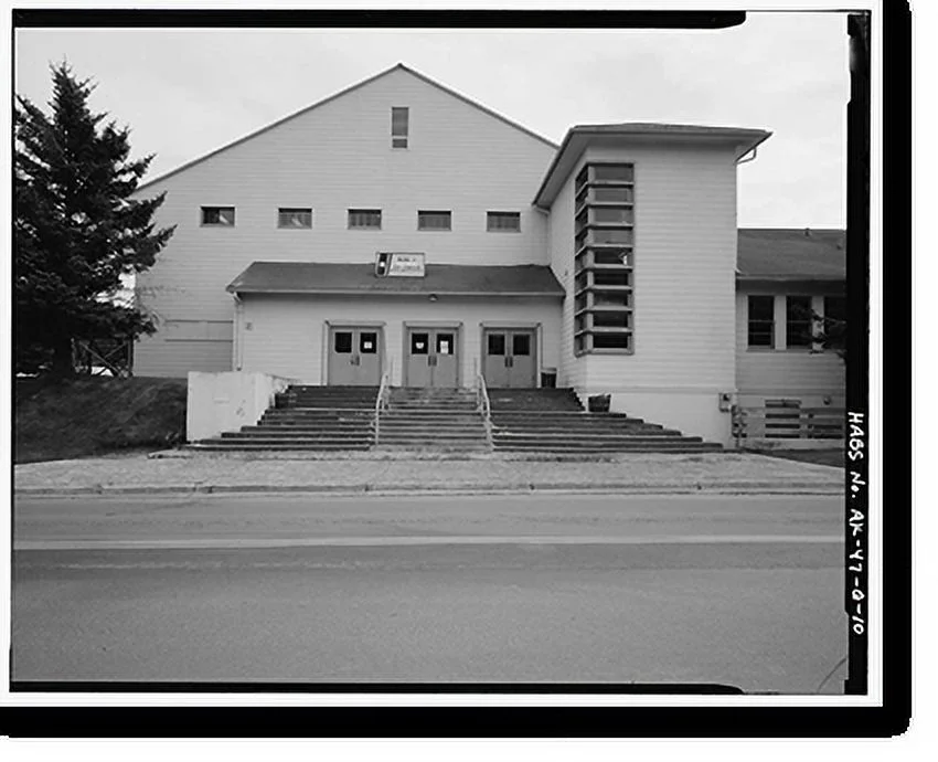 Historic Framed Print, Kodiak Naval Operating Base, Gymnasium, U.S. Coast Guard Station, Kodiak, Kodiak Island Borough, AK - 10, 17-7/8