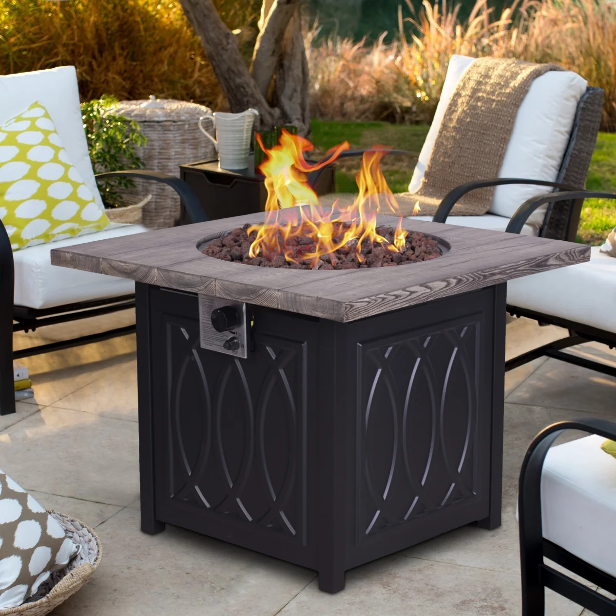 Terrafab Top + Metal Base Firepit Internal Gas Tank KD Round