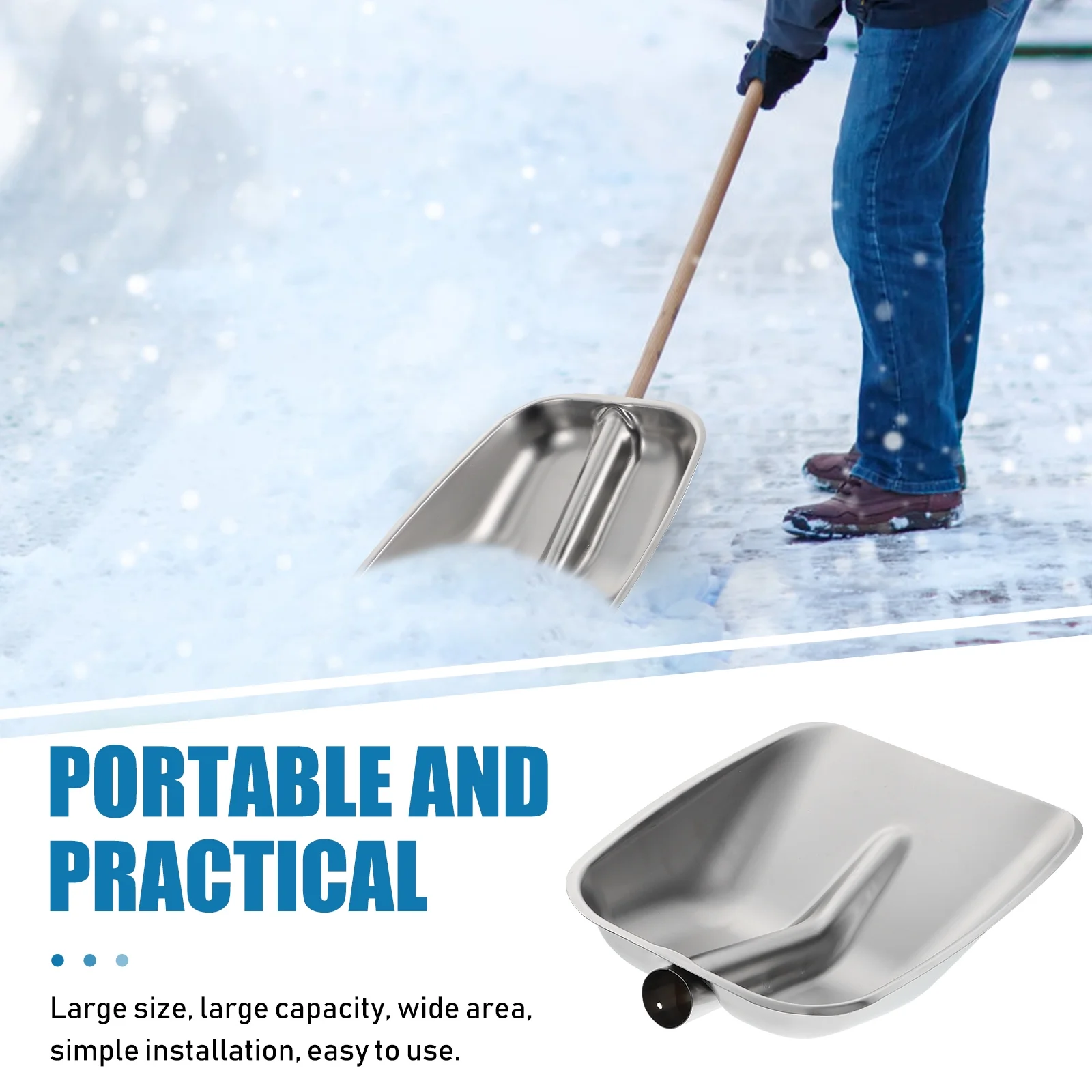 Gongxipen Stainless Steel Shovel Practical Snow Shovel Grain Shovel Snow Removal Tool