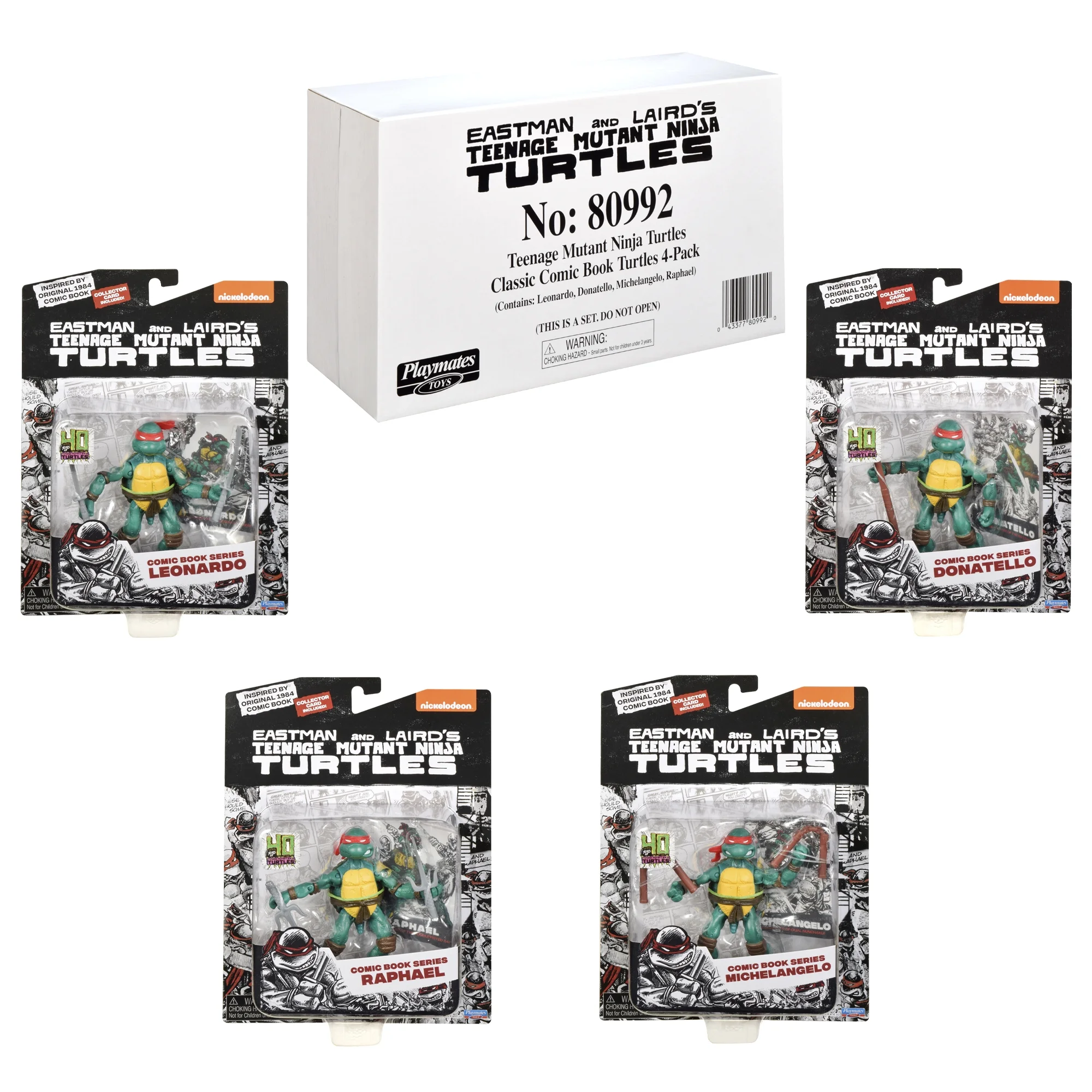 Teenage Mutant Ninja Turtles: 4” Comic Book Figure Bundle with Comic Book by Playmates Toys