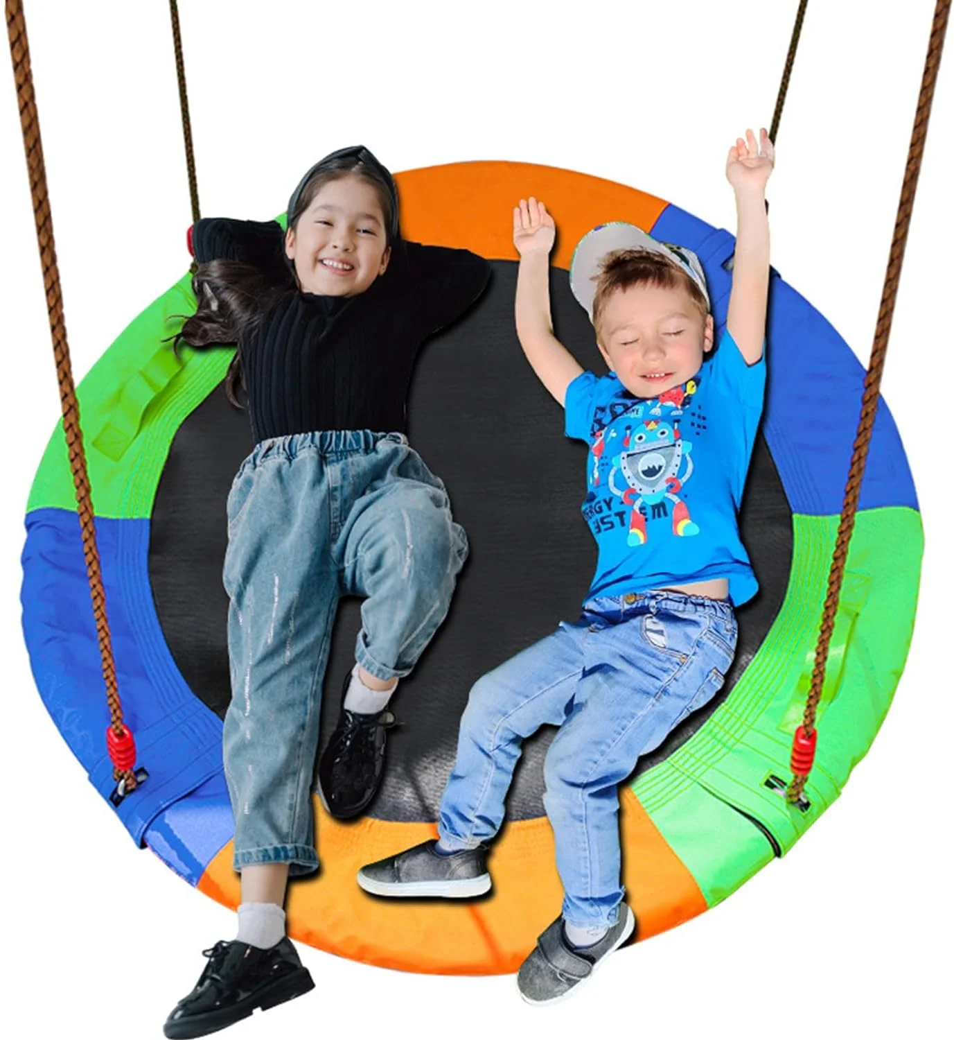 40-inch Saucer Swing Outdoor for Kids - Strong Sturdy Tree Round Swings for Backyard Playground Fun - Kids Gift for Birthday, Holidays - Multi-Color