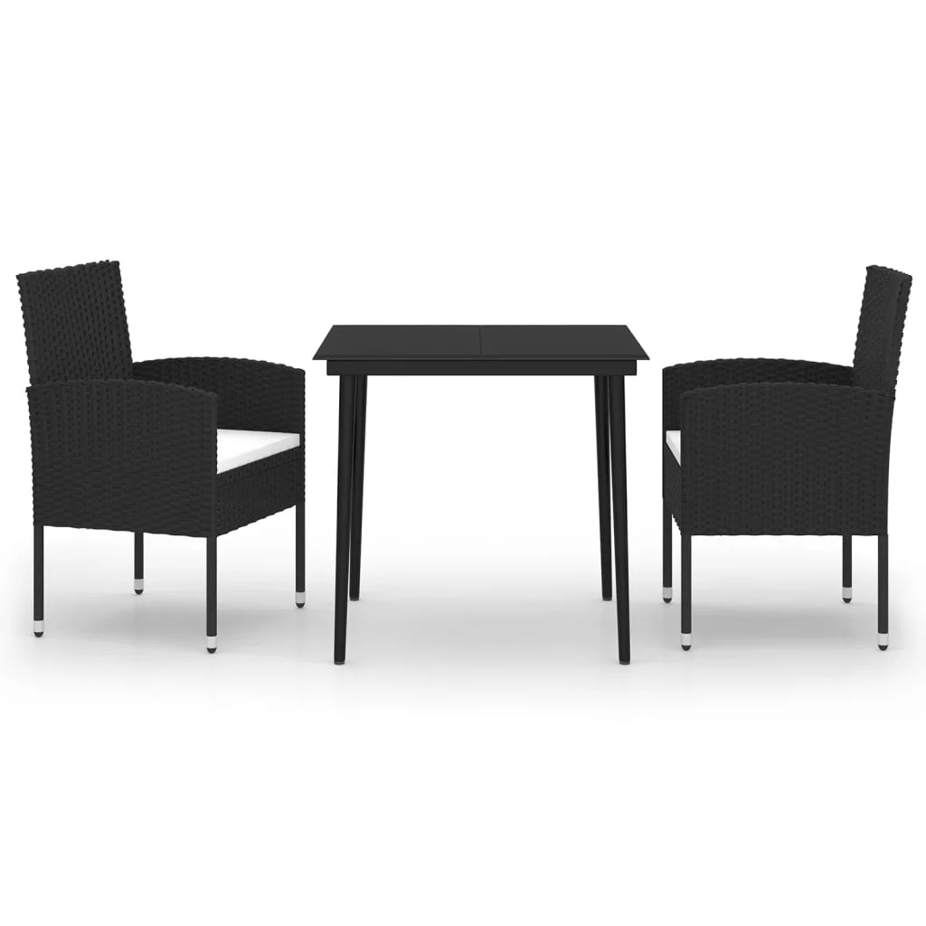 Uteam Black Patio Dining Set 3 Piece